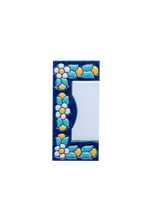 Mini numéro de porte en céramique à motif floral bleu | Cadre inclus – 3,5 cm x 7 cm (1,38 po x 2,76 po) 