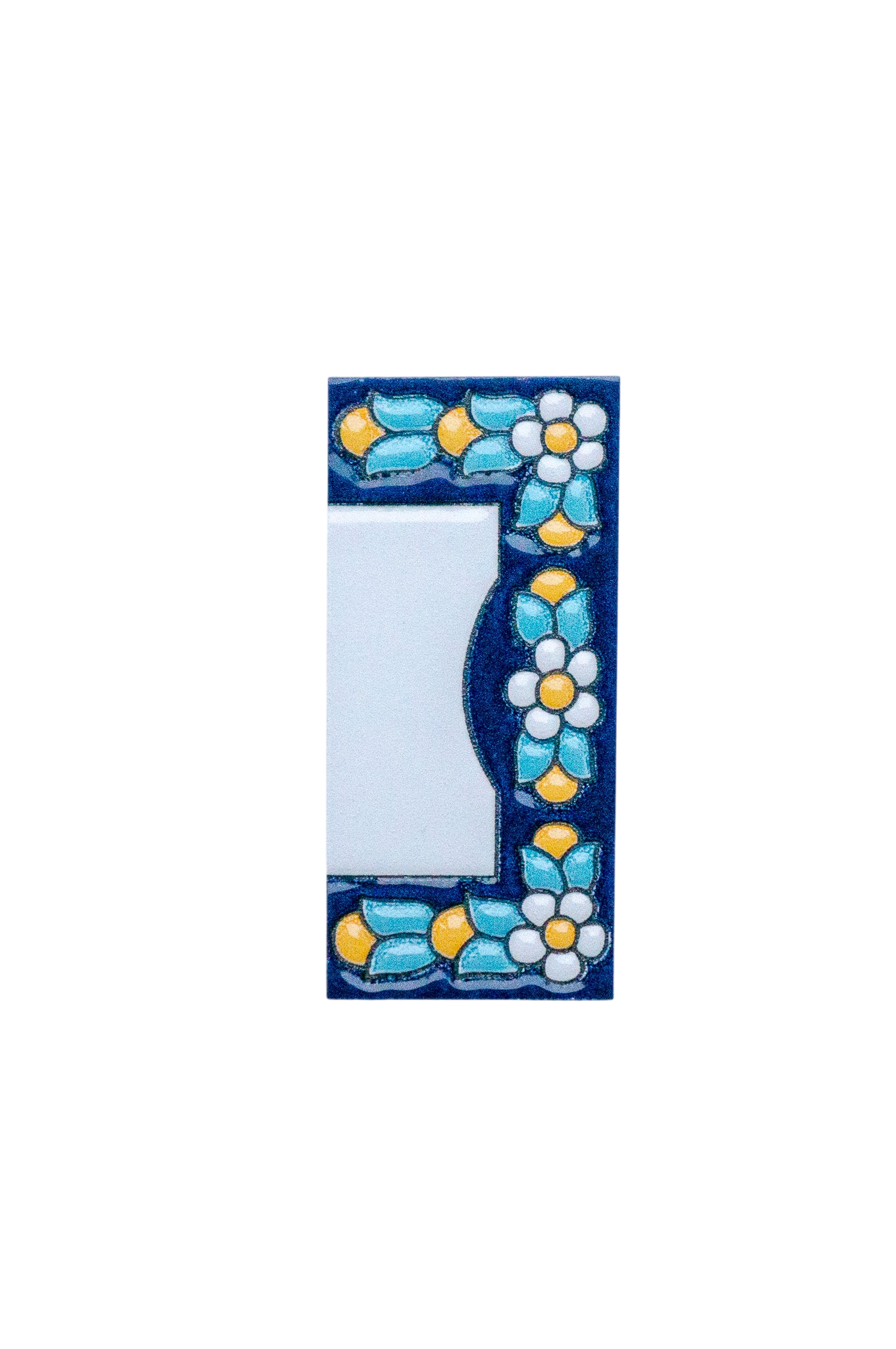 Mini numéro de porte en céramique à motif floral bleu | Cadre inclus – 3,5 cm x 7 cm (1,38 po x 2,76 po) 