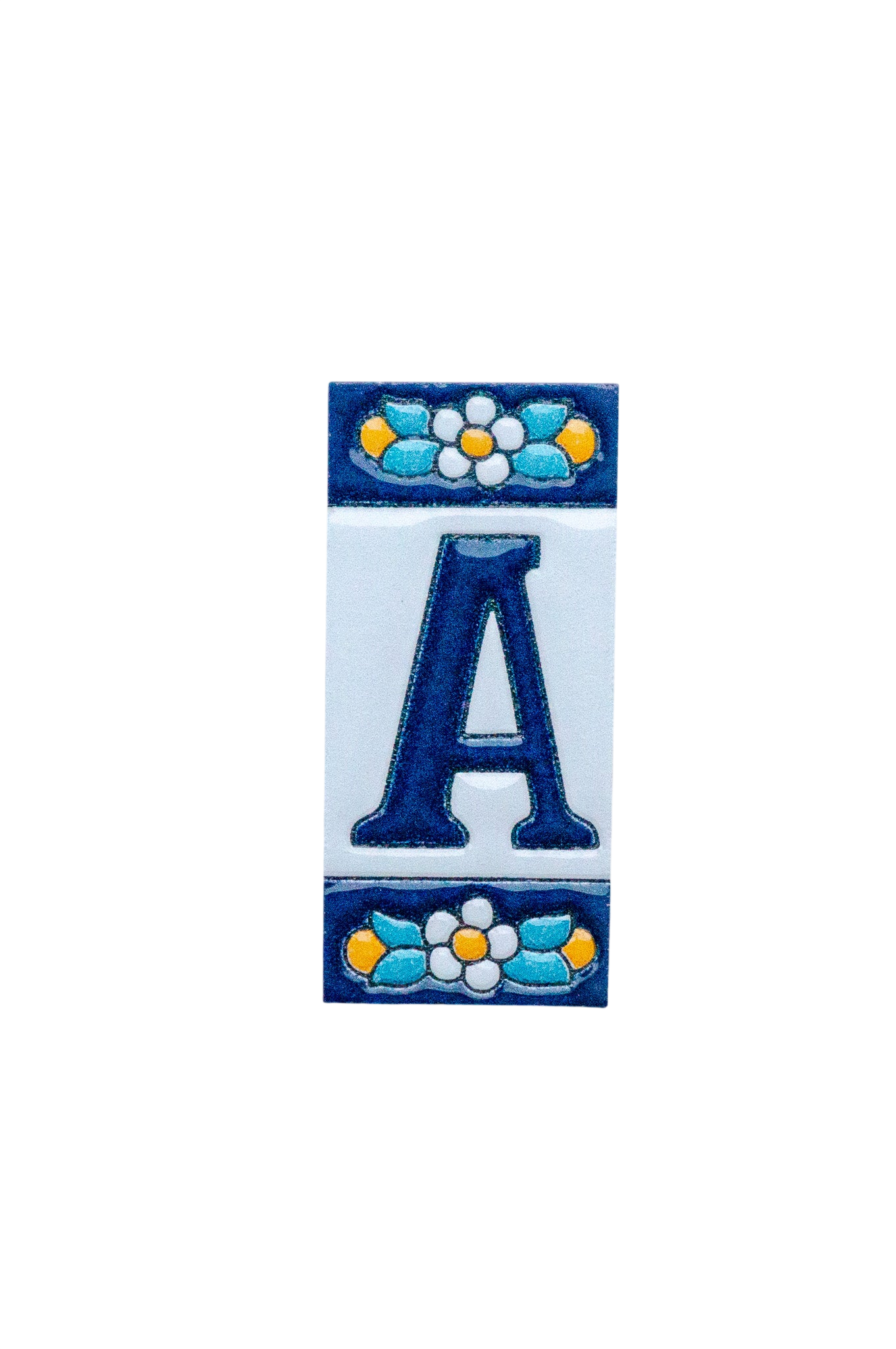 Mini numéro de porte en céramique à motif floral bleu | Cadre inclus – 3,5 cm x 7 cm (1,38 po x 2,76 po) 