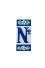 Mini numéro de porte en céramique à motif floral bleu | Cadre inclus – 3,5 cm x 7 cm (1,38 po x 2,76 po) 