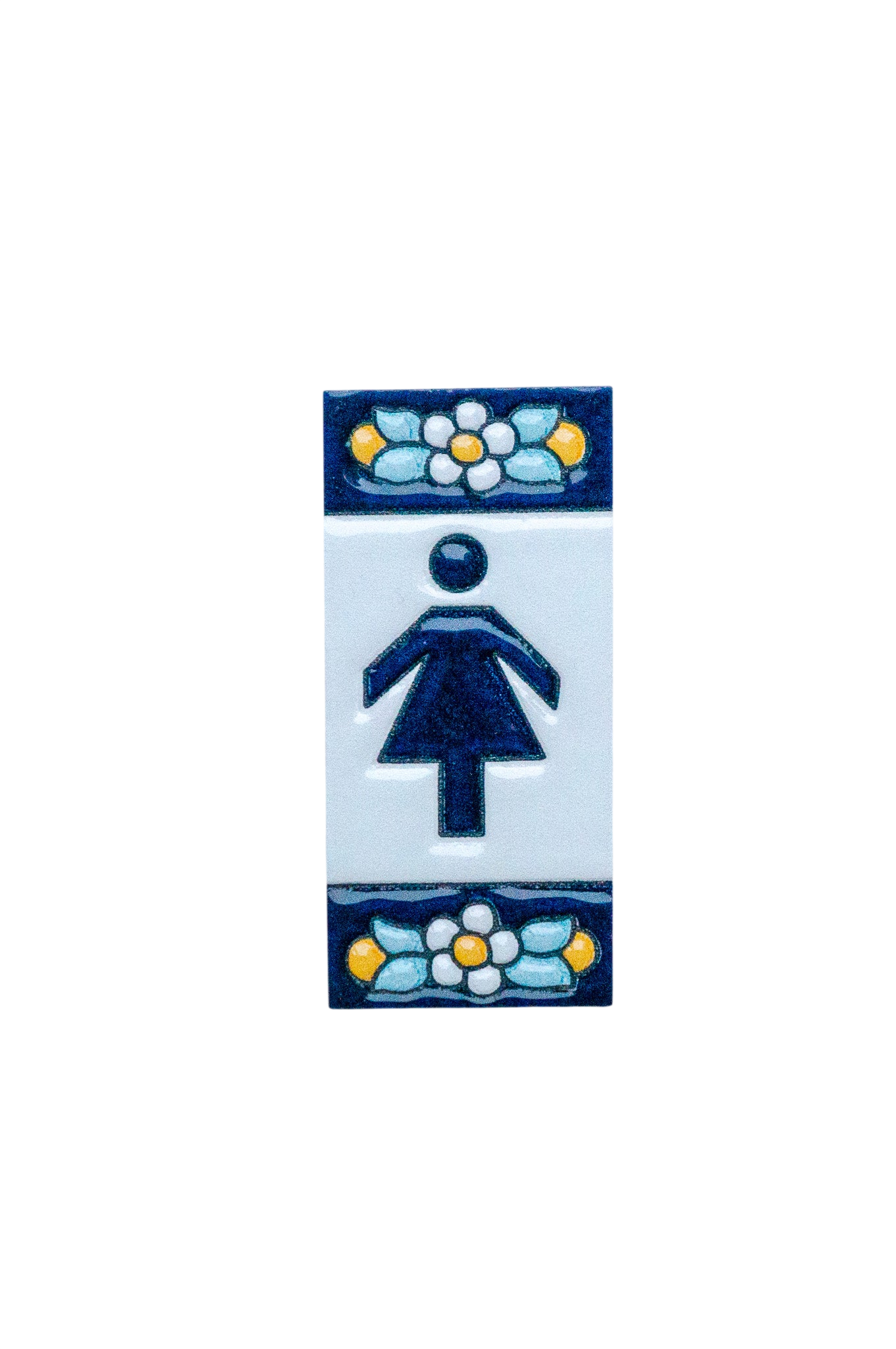 Mini numéro de porte en céramique à motif floral bleu | Cadre inclus – 3,5 cm x 7 cm (1,38 po x 2,76 po) 