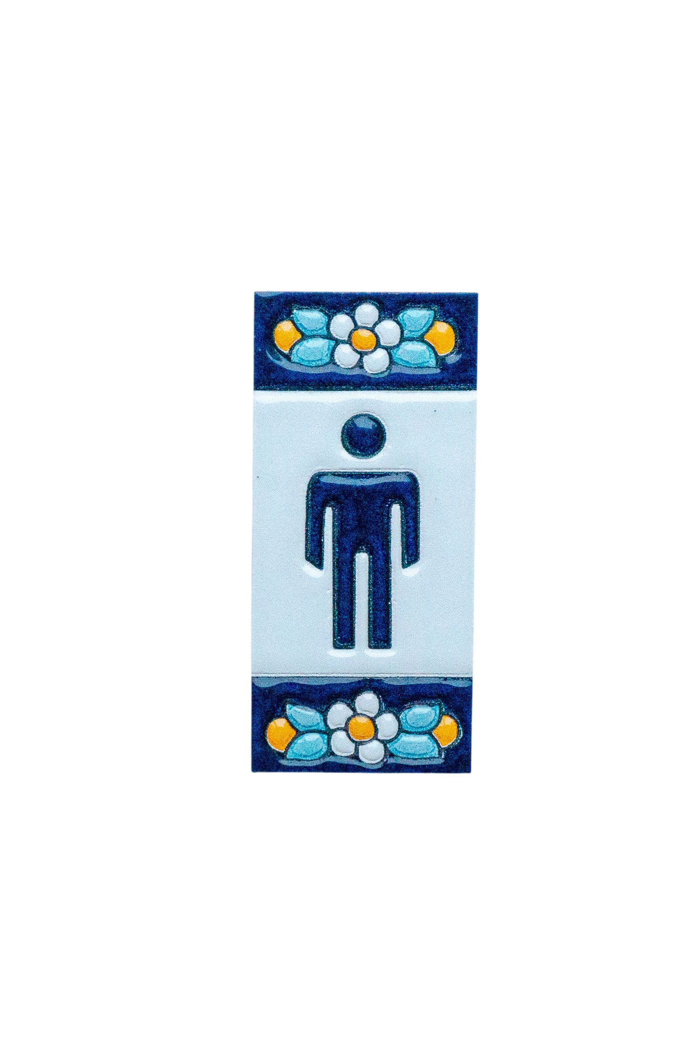 Mini numéro de porte en céramique à motif floral bleu | Cadre inclus – 3,5 cm x 7 cm (1,38 po x 2,76 po) 