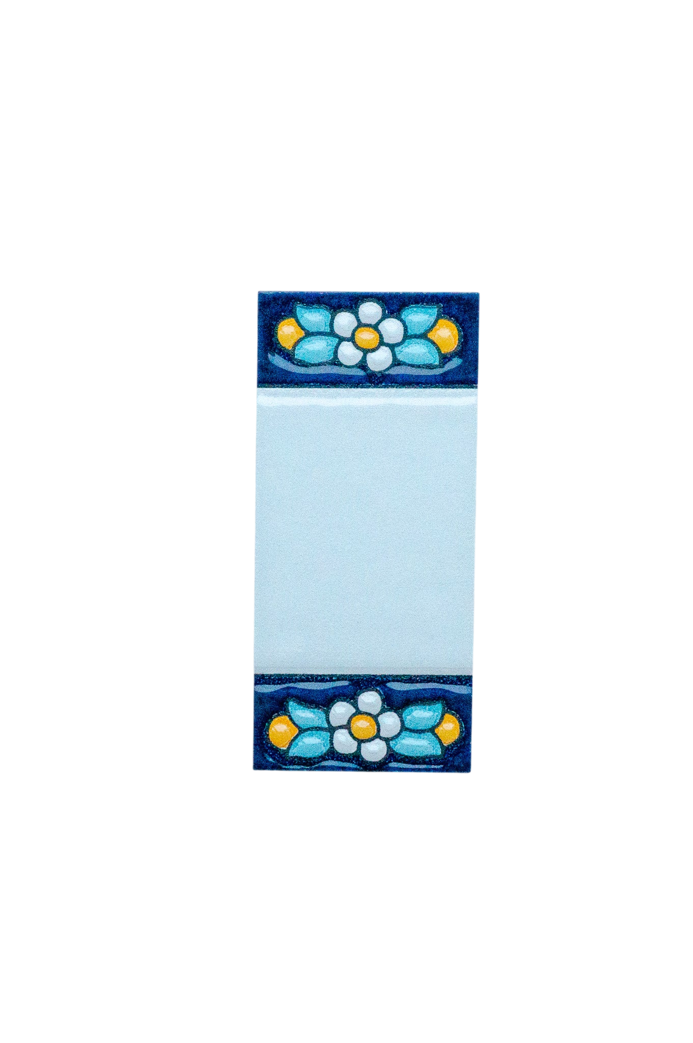 Mini numéro de porte en céramique à motif floral bleu | Cadre inclus – 3,5 cm x 7 cm (1,38 po x 2,76 po) 