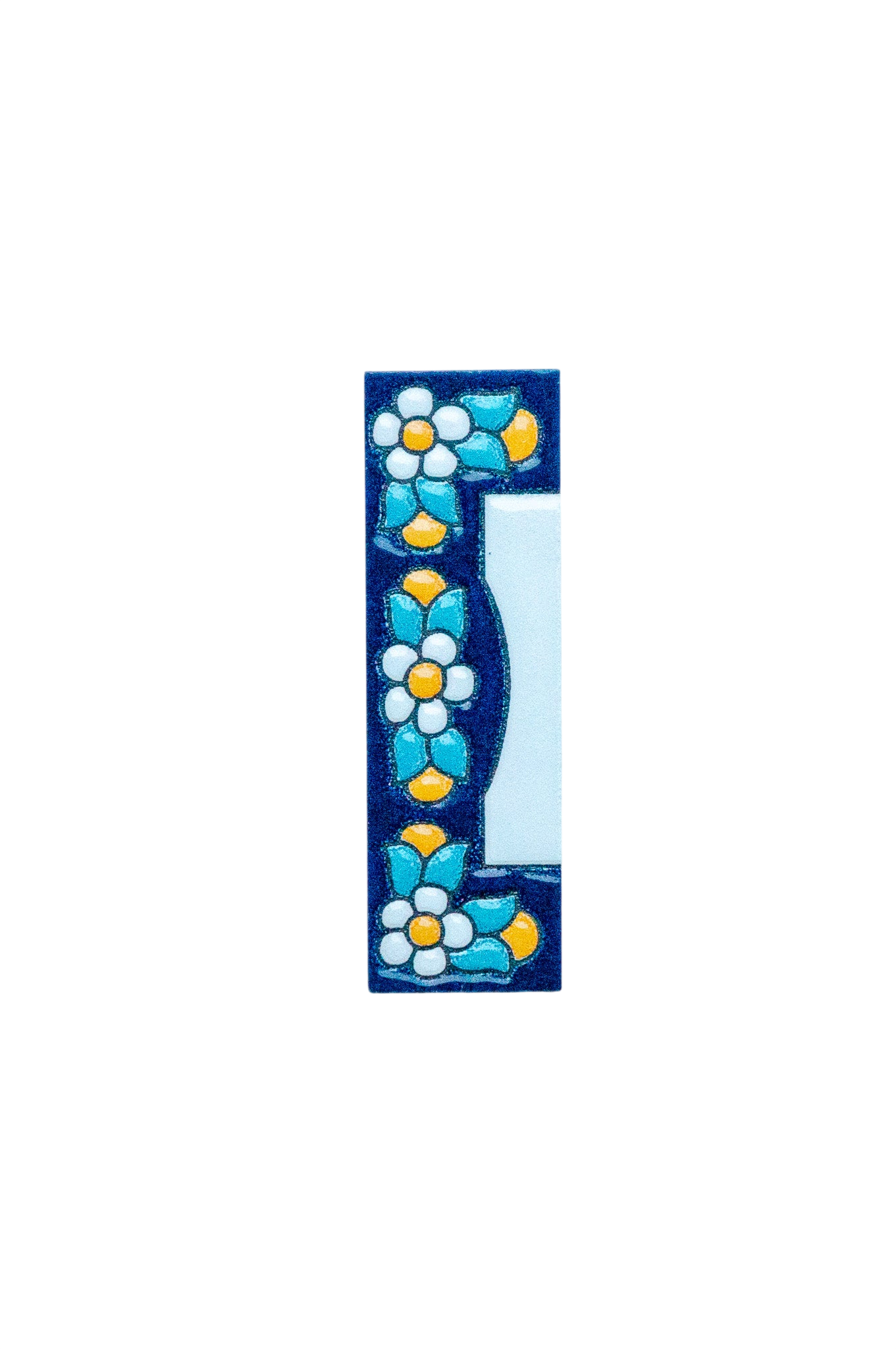 Mini numéro de porte en céramique à motif floral bleu | Cadre inclus – 3,5 cm x 7 cm (1,38 po x 2,76 po) 