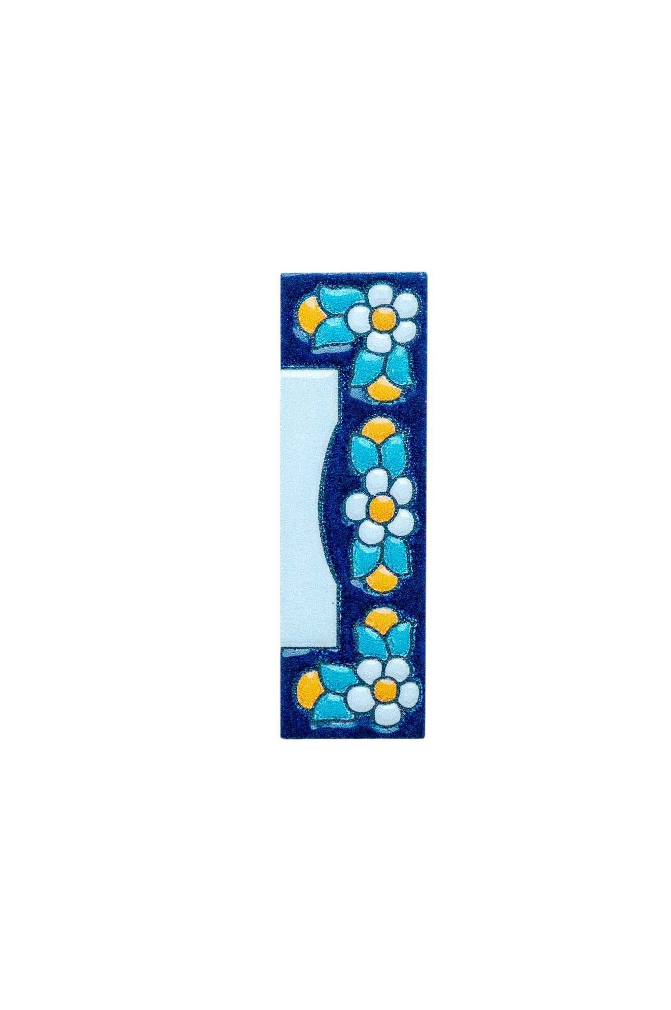 Mini numéro de porte en céramique à motif floral bleu | Cadre inclus – 3,5 cm x 7 cm (1,38 po x 2,76 po) 