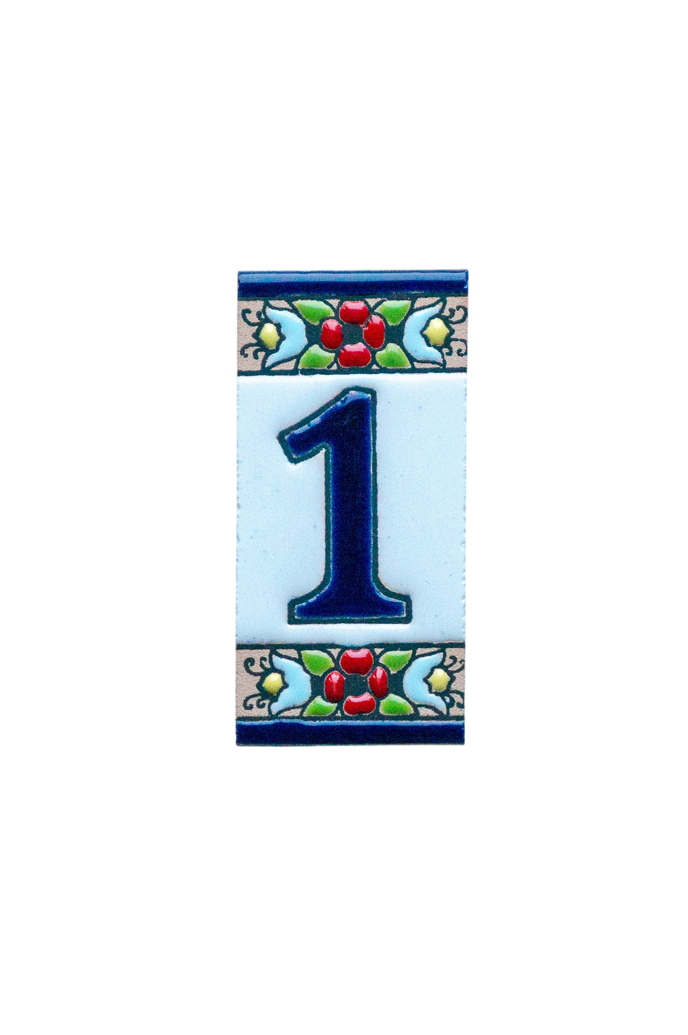 Mini motif floral | Numéro de porte en céramique avec cadre – 3,5 cm x 7 cm (1,38 po x 2,76 po)