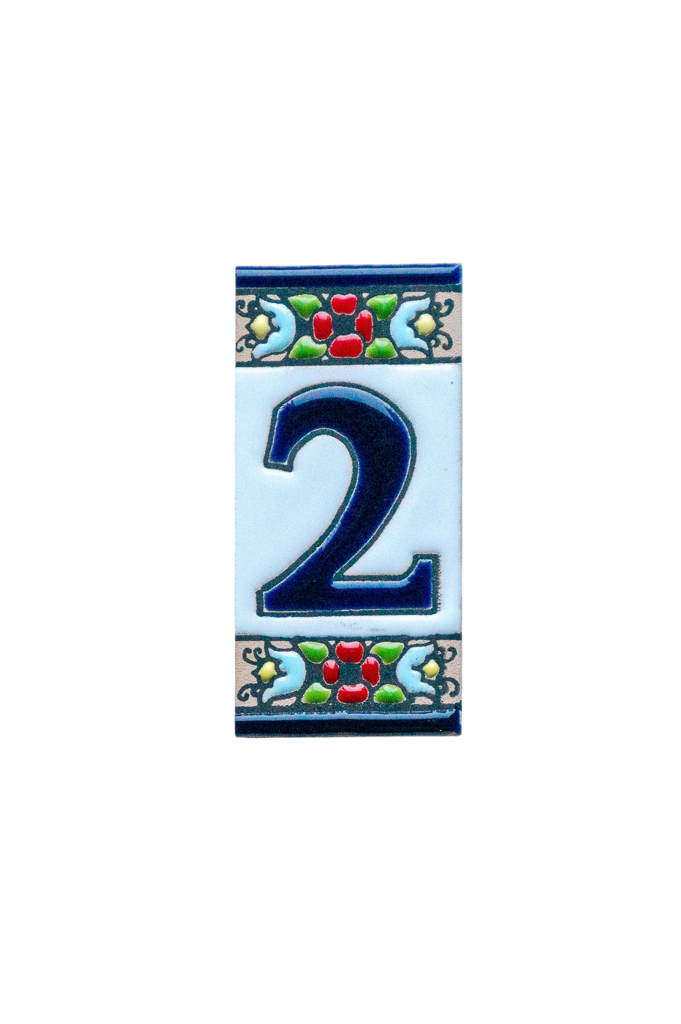 Mini motif floral | Numéro de porte en céramique avec cadre – 3,5 cm x 7 cm (1,38 po x 2,76 po)