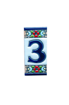 Mini Floral | Ceramic Door Number Tile & Frame – 3.5cm x 7cm (1.38" x 2.76")