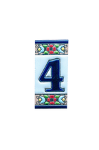 Mini Floral | Ceramic Door Number Tile & Frame – 3.5cm x 7cm (1.38" x 2.76")