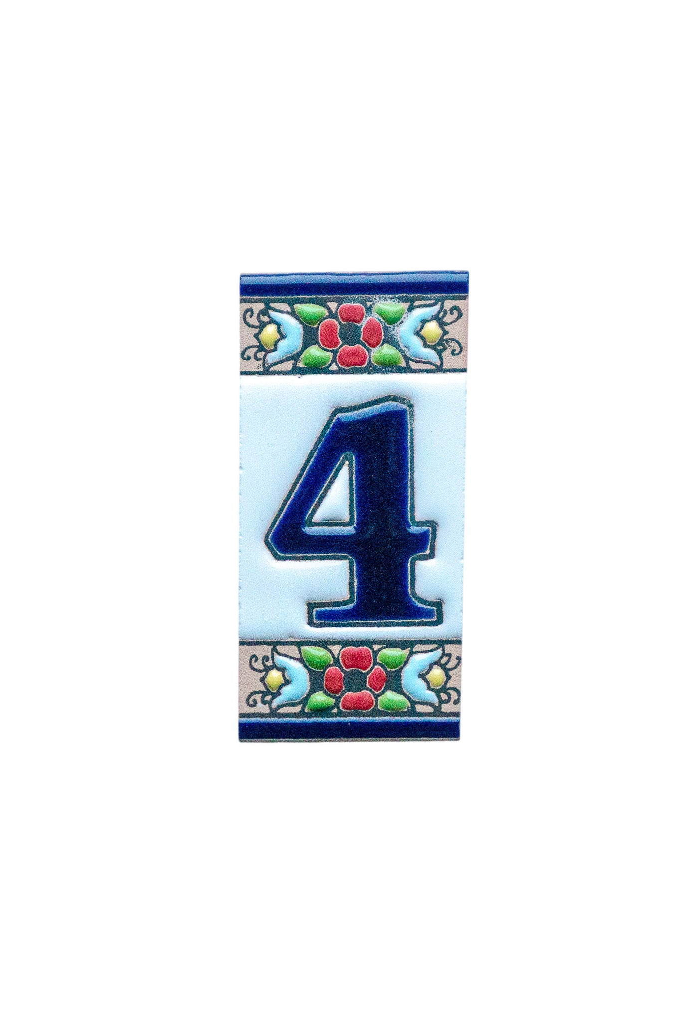 Mini motif floral | Numéro de porte en céramique avec cadre – 3,5 cm x 7 cm (1,38 po x 2,76 po)