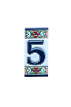 Mini Floral | Ceramic Door Number Tile & Frame – 3.5cm x 7cm (1.38" x 2.76")