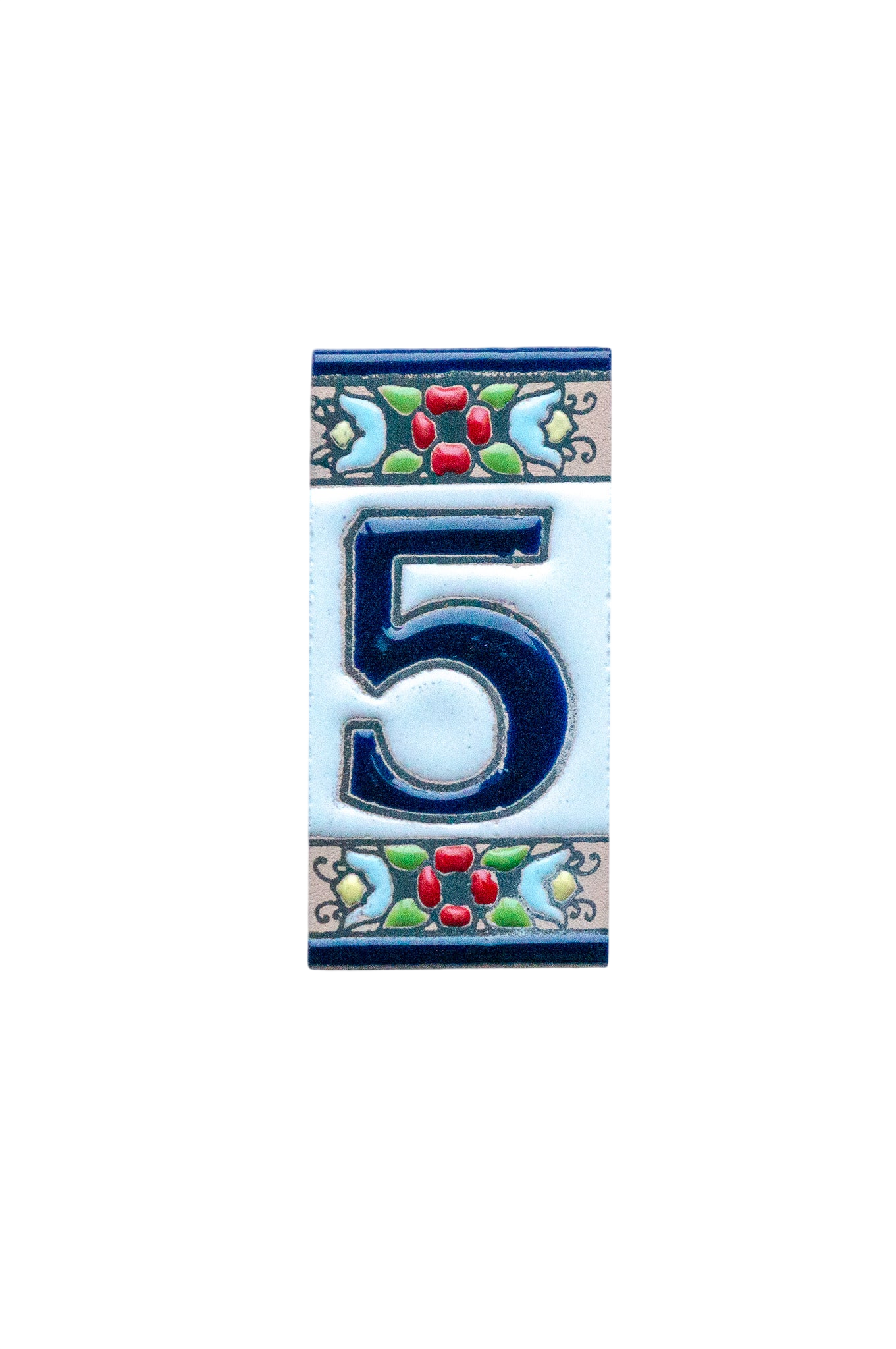 Mini motif floral | Numéro de porte en céramique avec cadre – 3,5 cm x 7 cm (1,38 po x 2,76 po)