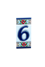 Mini Floral | Ceramic Door Number Tile & Frame – 3.5cm x 7cm (1.38" x 2.76")