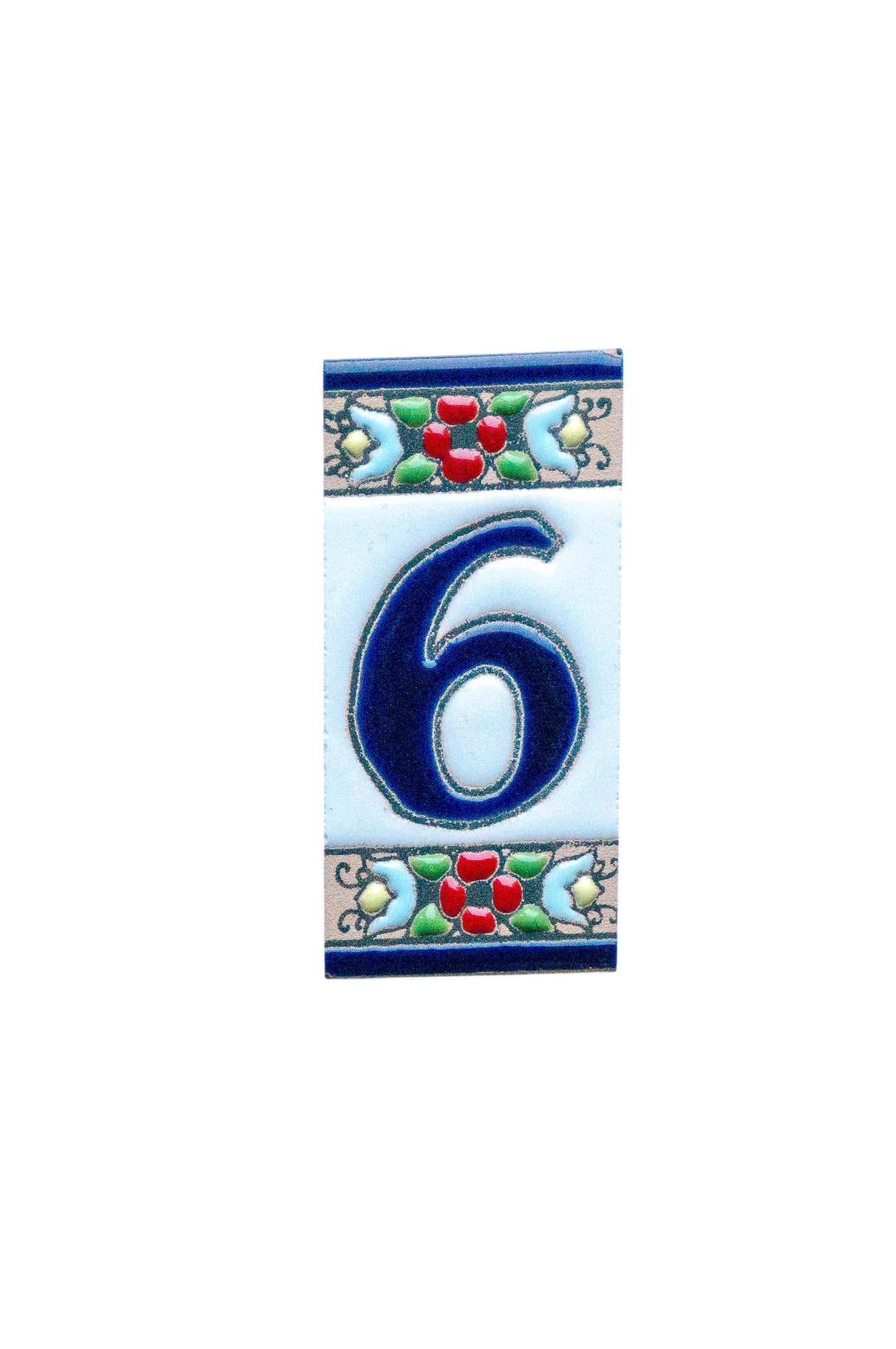 Mini motif floral | Numéro de porte en céramique avec cadre – 3,5 cm x 7 cm (1,38 po x 2,76 po)