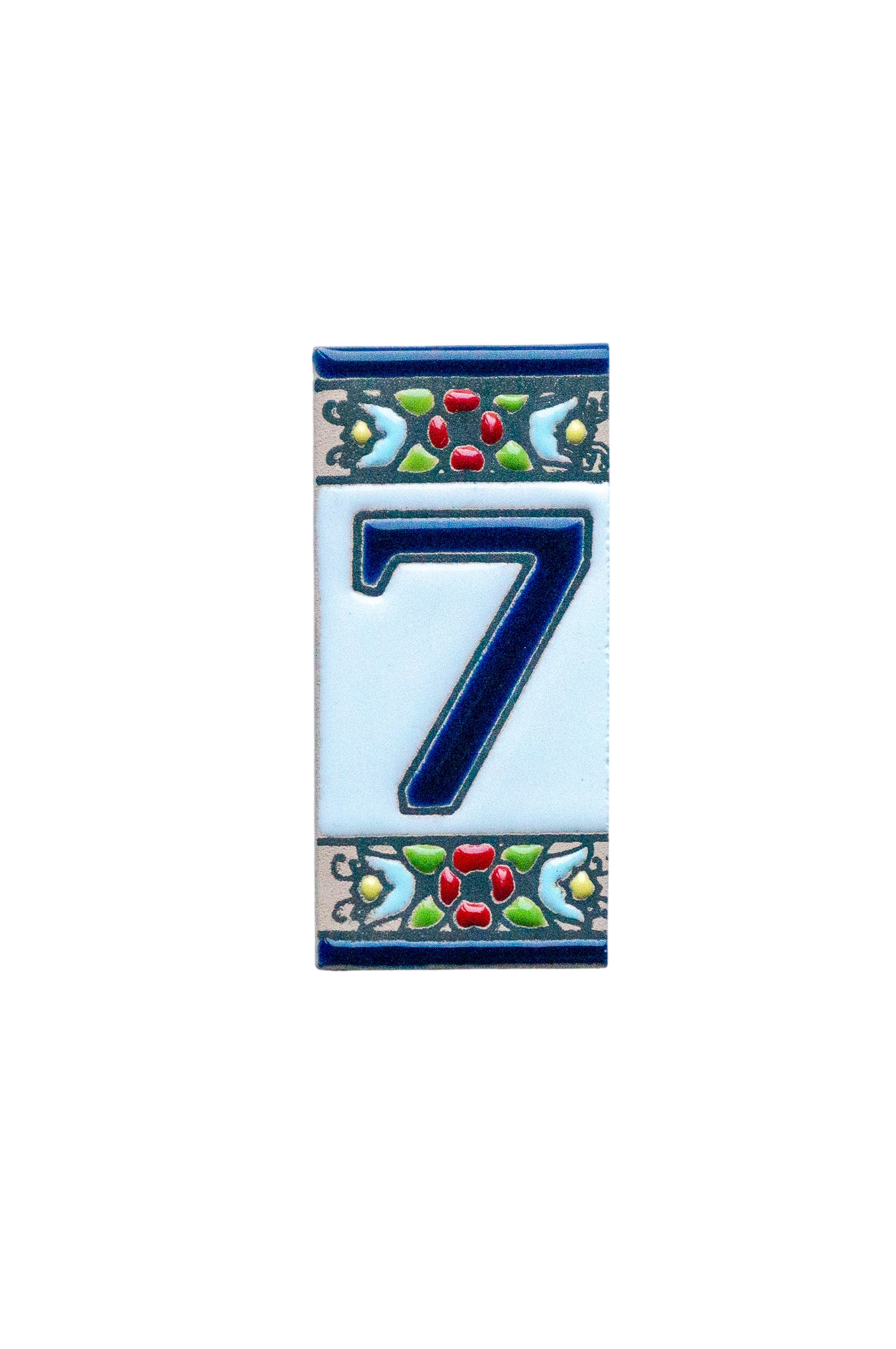 Mini motif floral | Numéro de porte en céramique avec cadre – 3,5 cm x 7 cm (1,38 po x 2,76 po)