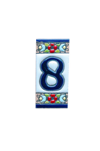 Mini Floral | Ceramic Door Number Tile & Frame – 3.5cm x 7cm (1.38" x 2.76")