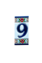 Mini Floral | Ceramic Door Number Tile & Frame – 3.5cm x 7cm (1.38" x 2.76")