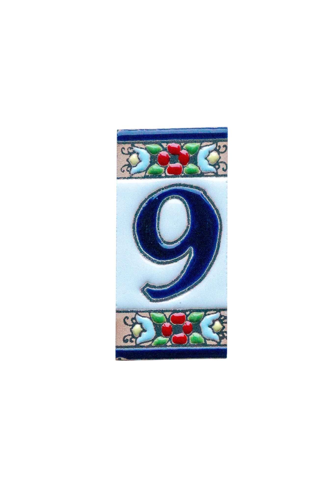 Mini motif floral | Numéro de porte en céramique avec cadre – 3,5 cm x 7 cm (1,38 po x 2,76 po)