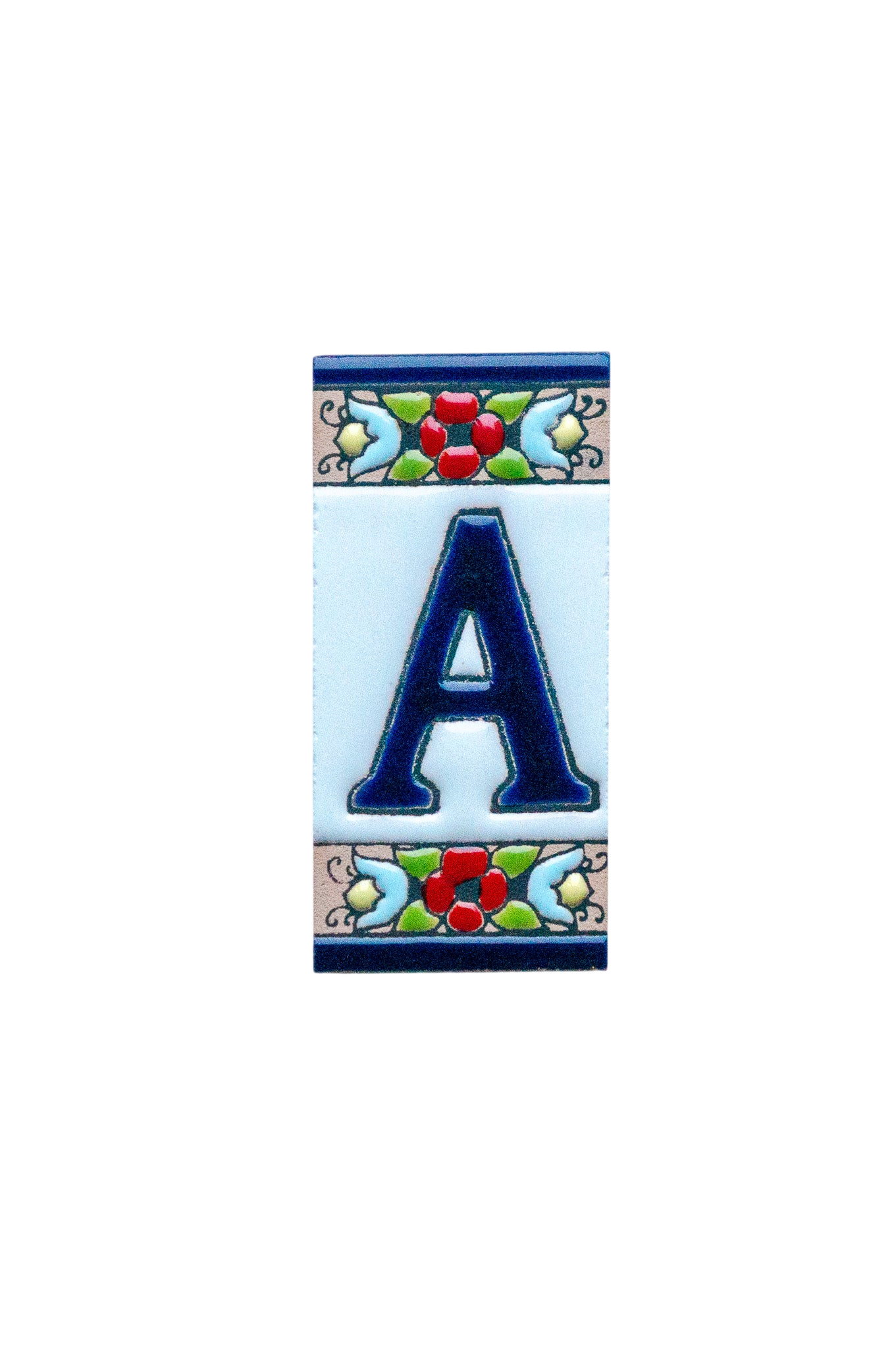 Mini motif floral | Numéro de porte en céramique avec cadre – 3,5 cm x 7 cm (1,38 po x 2,76 po)