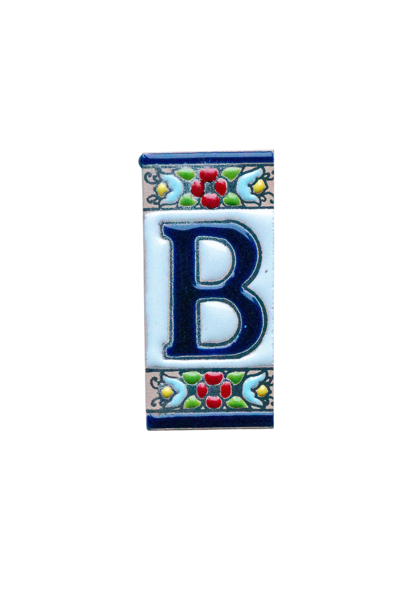 Mini motif floral | Numéro de porte en céramique avec cadre – 3,5 cm x 7 cm (1,38 po x 2,76 po)