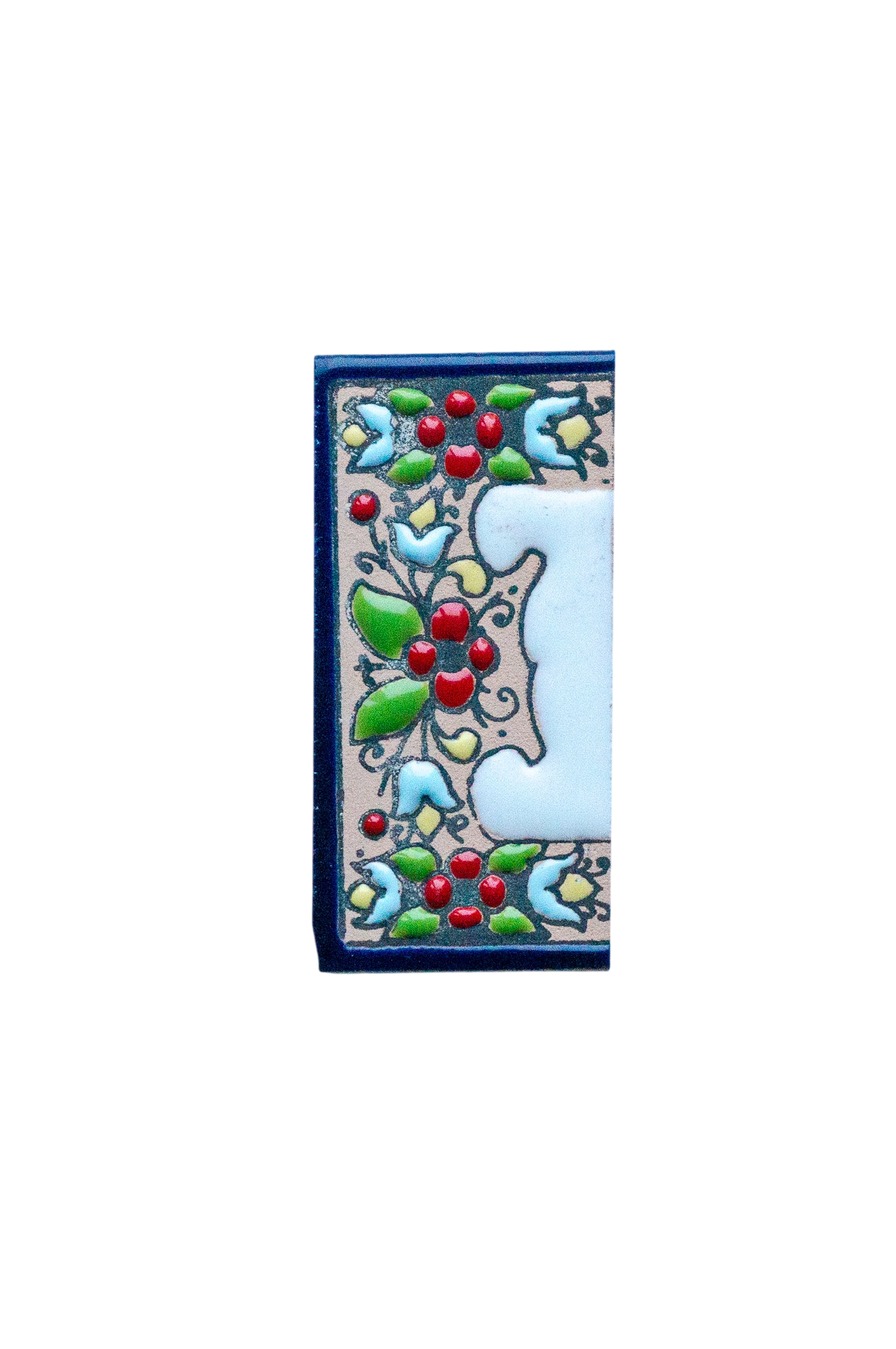 Mini motif floral | Numéro de porte en céramique avec cadre – 3,5 cm x 7 cm (1,38 po x 2,76 po)