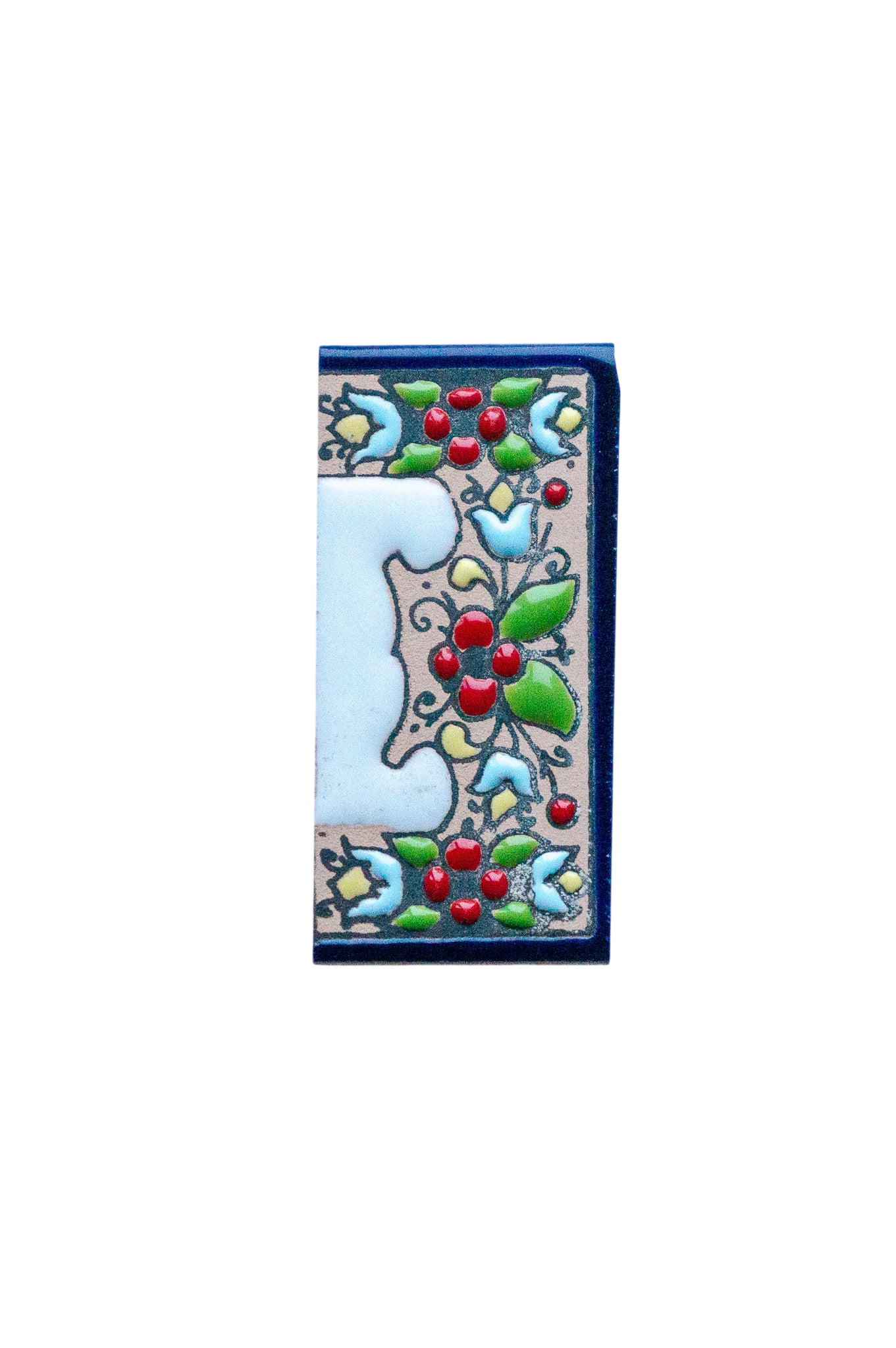 Mini motif floral | Numéro de porte en céramique avec cadre – 3,5 cm x 7 cm (1,38 po x 2,76 po)