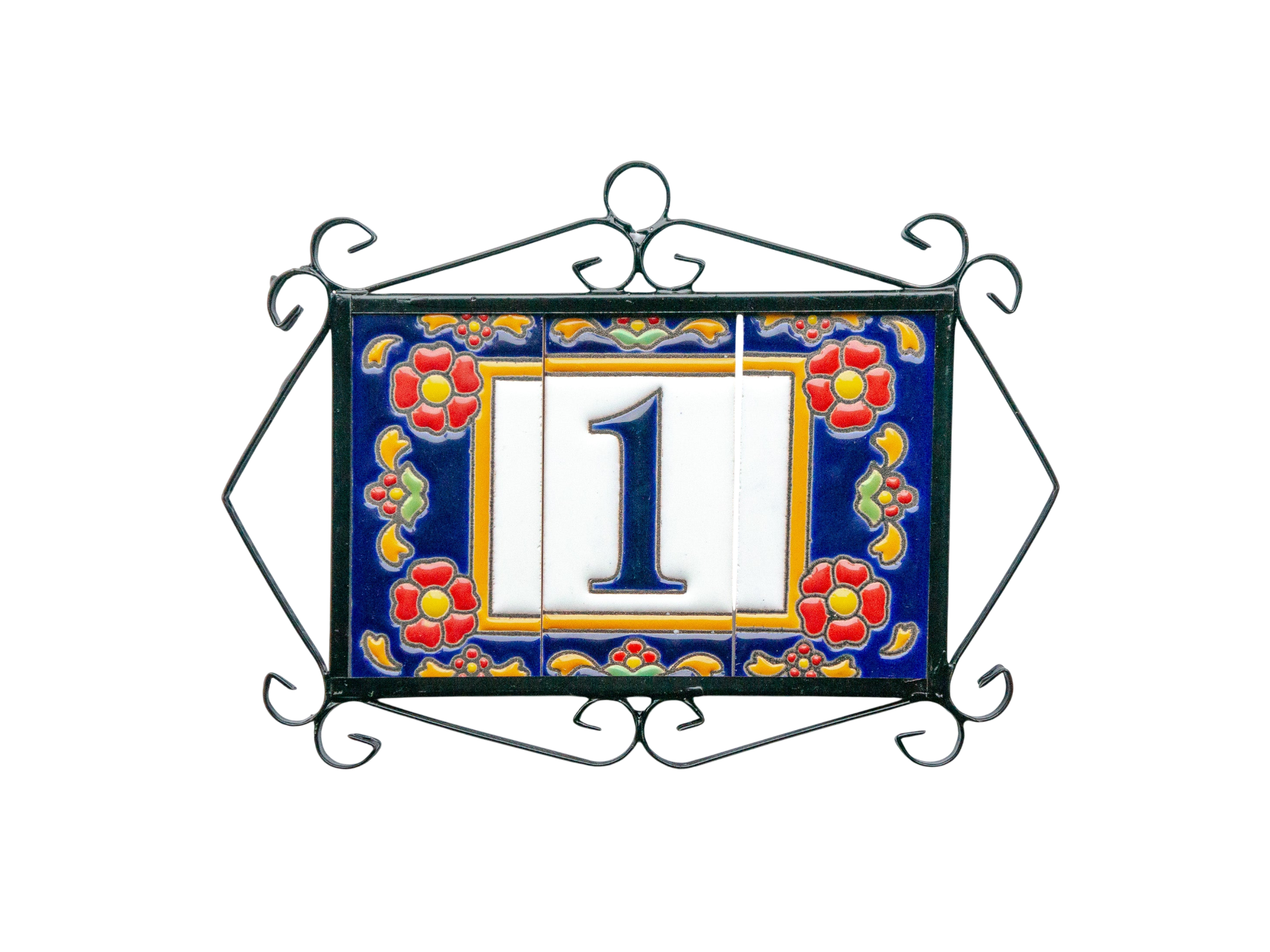 Marbella | Numéro de porte en céramique avec cadre – 5,5 cm x 11 cm (2,17 po x 4,33 po) 