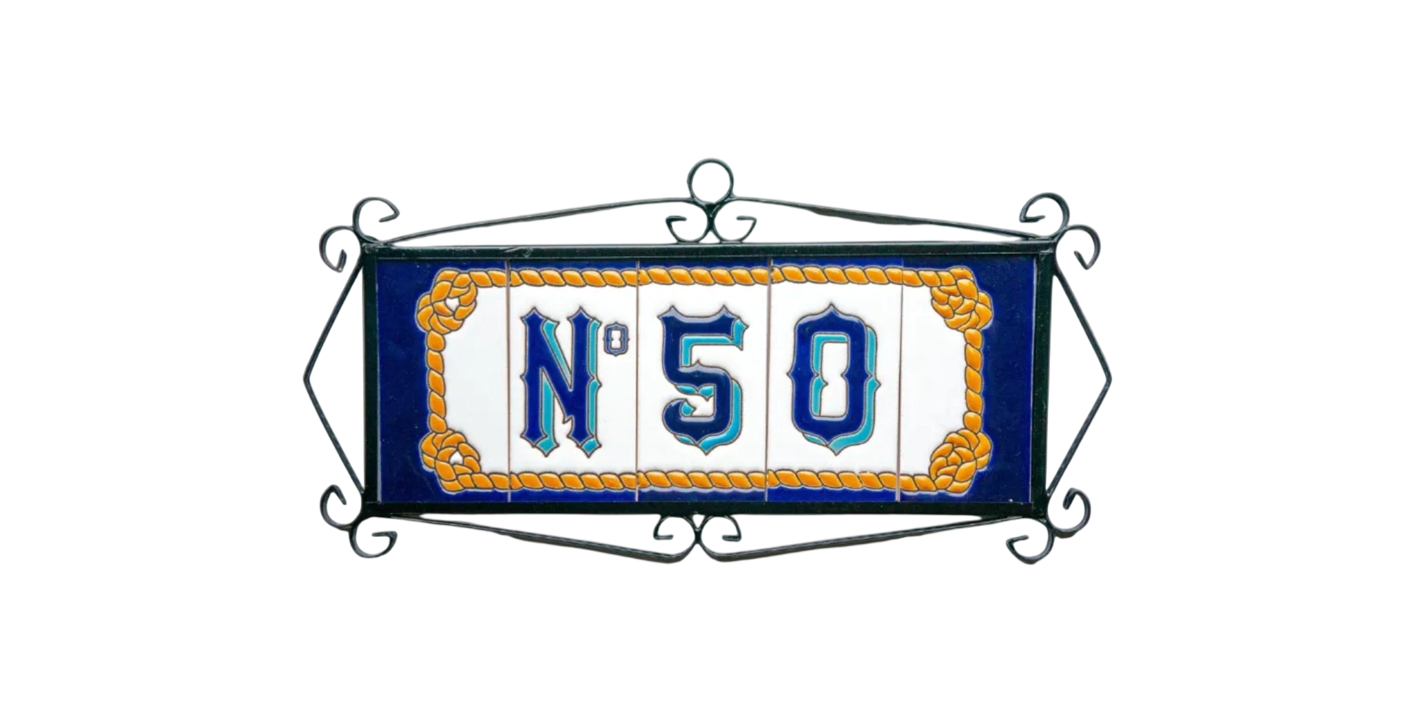 Marine | Numéro de porte en céramique avec cadre – 5,5 cm x 11 cm (2,17 po x 4,33 po)