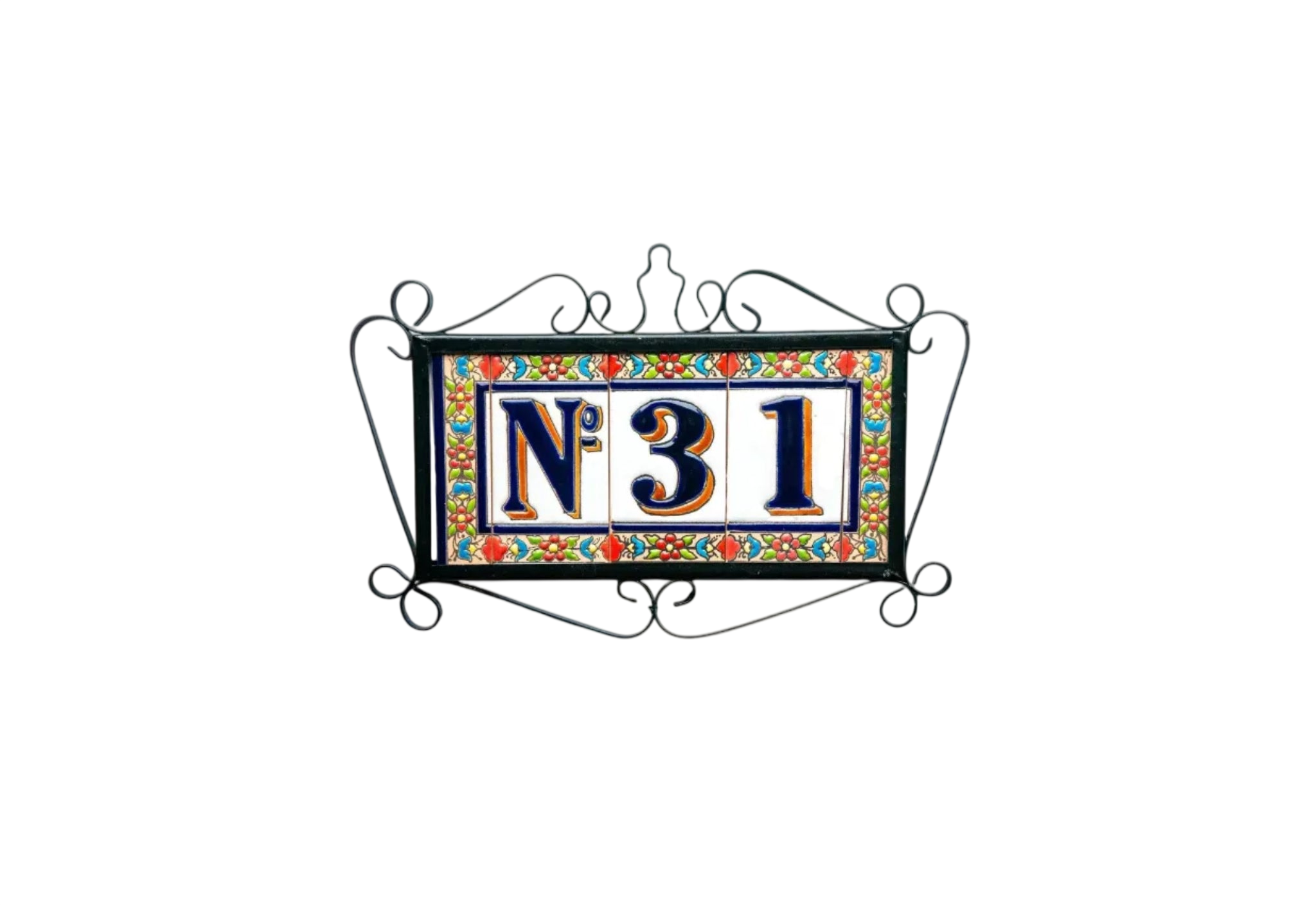 Canarias | Ceramic Door Number Tile & Frame – 5.5cm x 11cm (2.17" x 4.33")