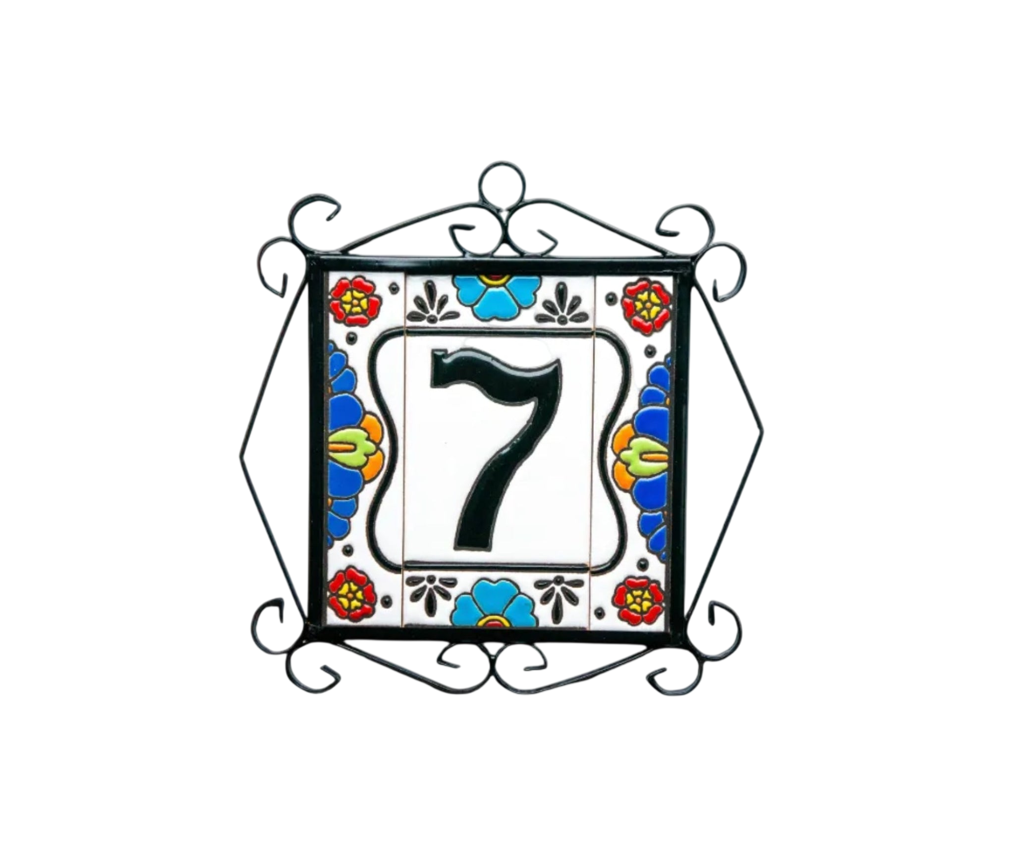 Numéro de porte mexicain en céramique avec cadre – 7,5 cm x 15 cm (2,95 po x 5,91 po)