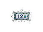 Mini numéro de porte en céramique à motif floral bleu | Cadre inclus – 3,5 cm x 7 cm (1,38 po x 2,76 po) 