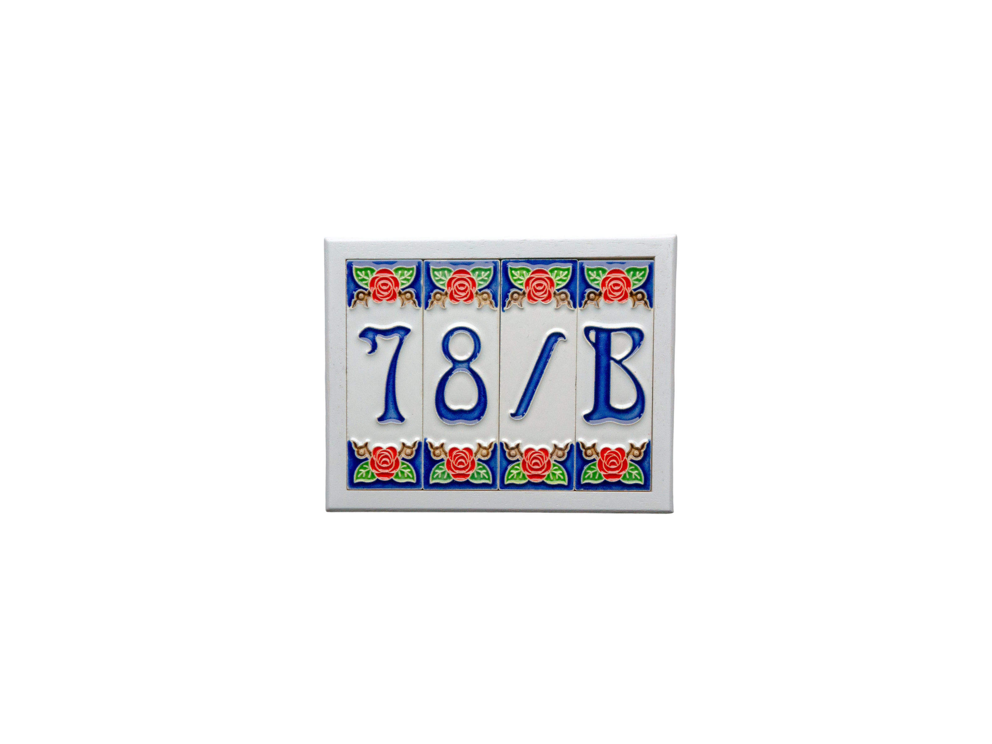 Mini Roja Rose | Numéro de porte en céramique avec cadre – 3 cm x 10 cm (1,18 po x 3,94 po)