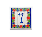 Roja Rose | Numéro de porte en céramique avec cadre – 4,7 cm x 15 cm (1,85 po x 5,91 po)