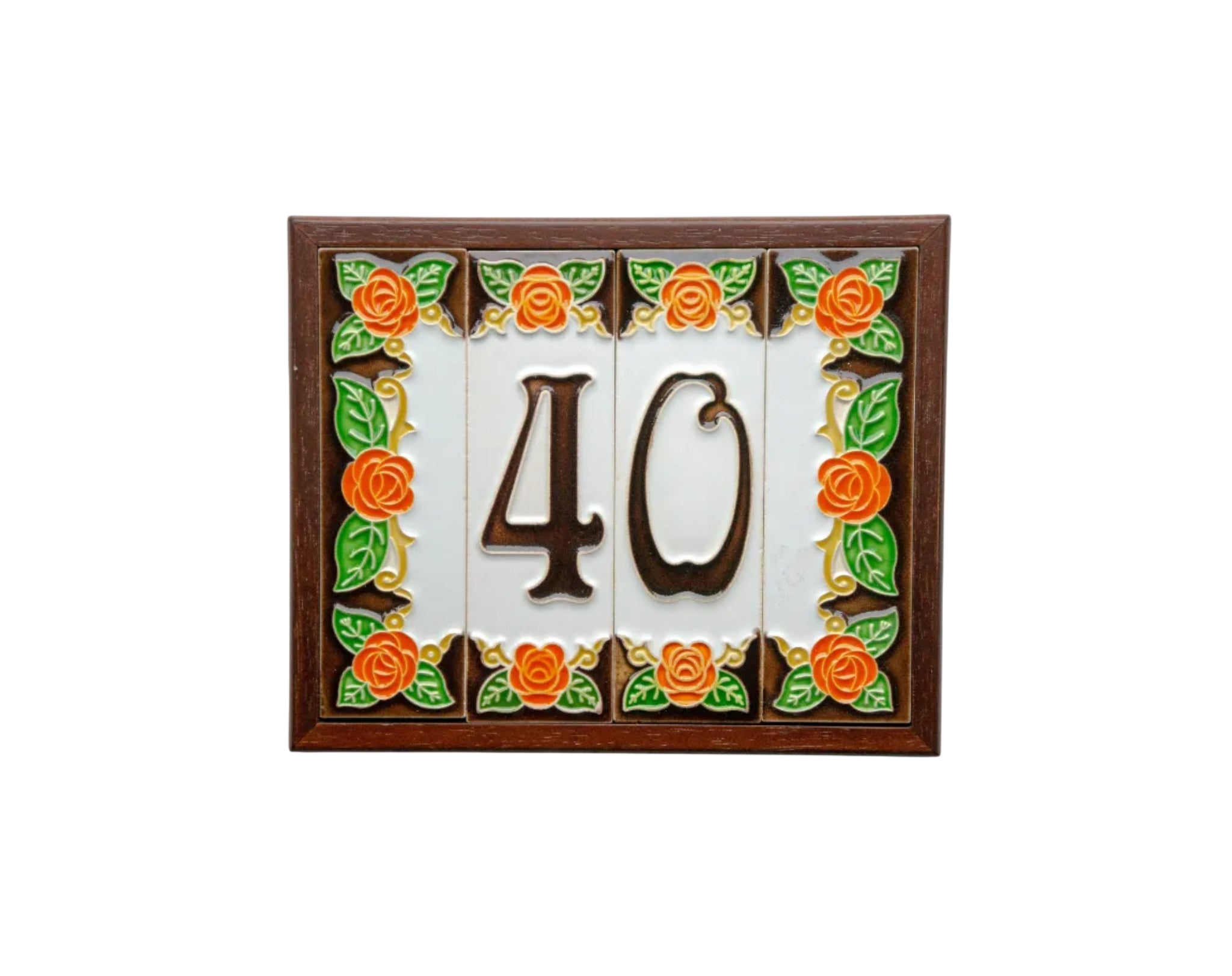 Valencia Rose | Numéro de porte en céramique avec cadre – 4,7 cm x 15 cm (1,85 po x 5,91 po)