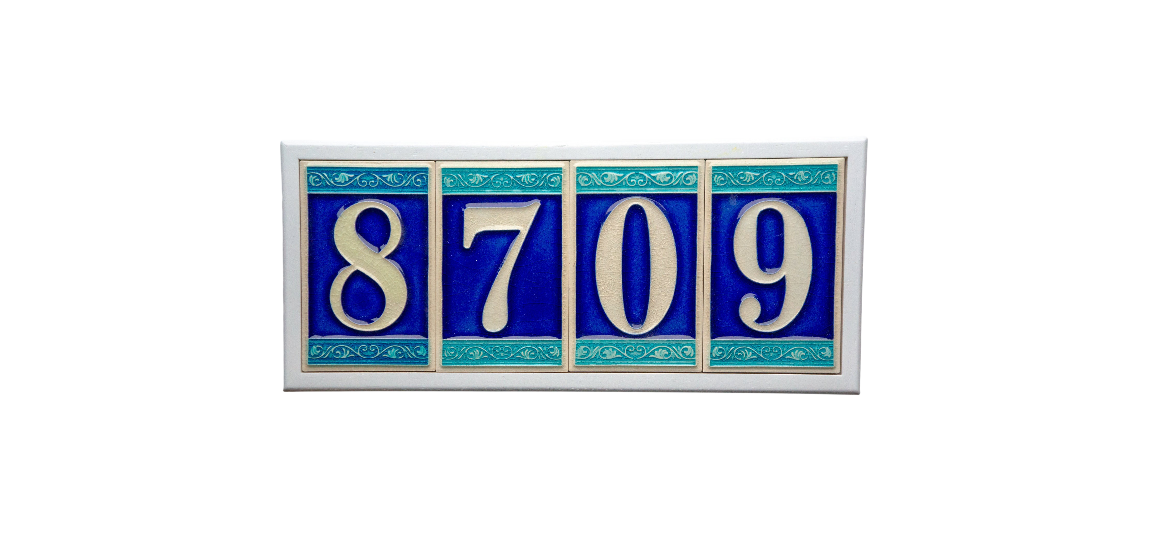 Numéro de porte romain en céramique avec cadre – 7 cm x 11 cm (2,76 po x 4,33 po)