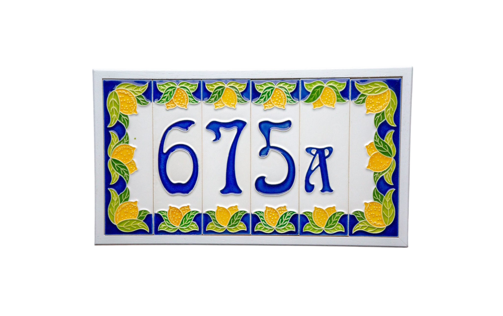 Amalfi Lemon | Ceramic Door Number Tile & Frame – 4.7cm x 15cm (1.85" x 5.91")