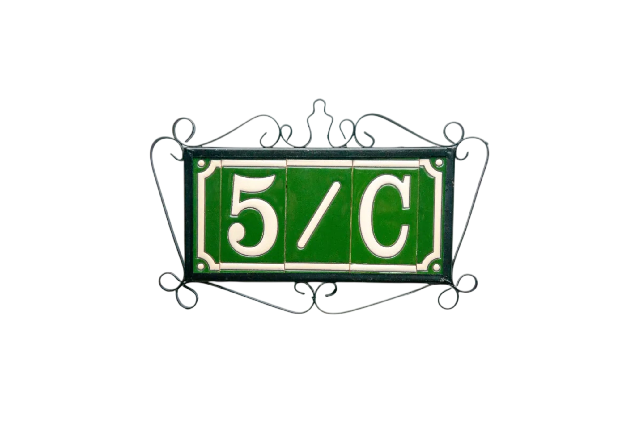 Classico Green | Ceramic Door Number Tile & Frame – 5.5cm x 11cm (2.17" x 4.33")