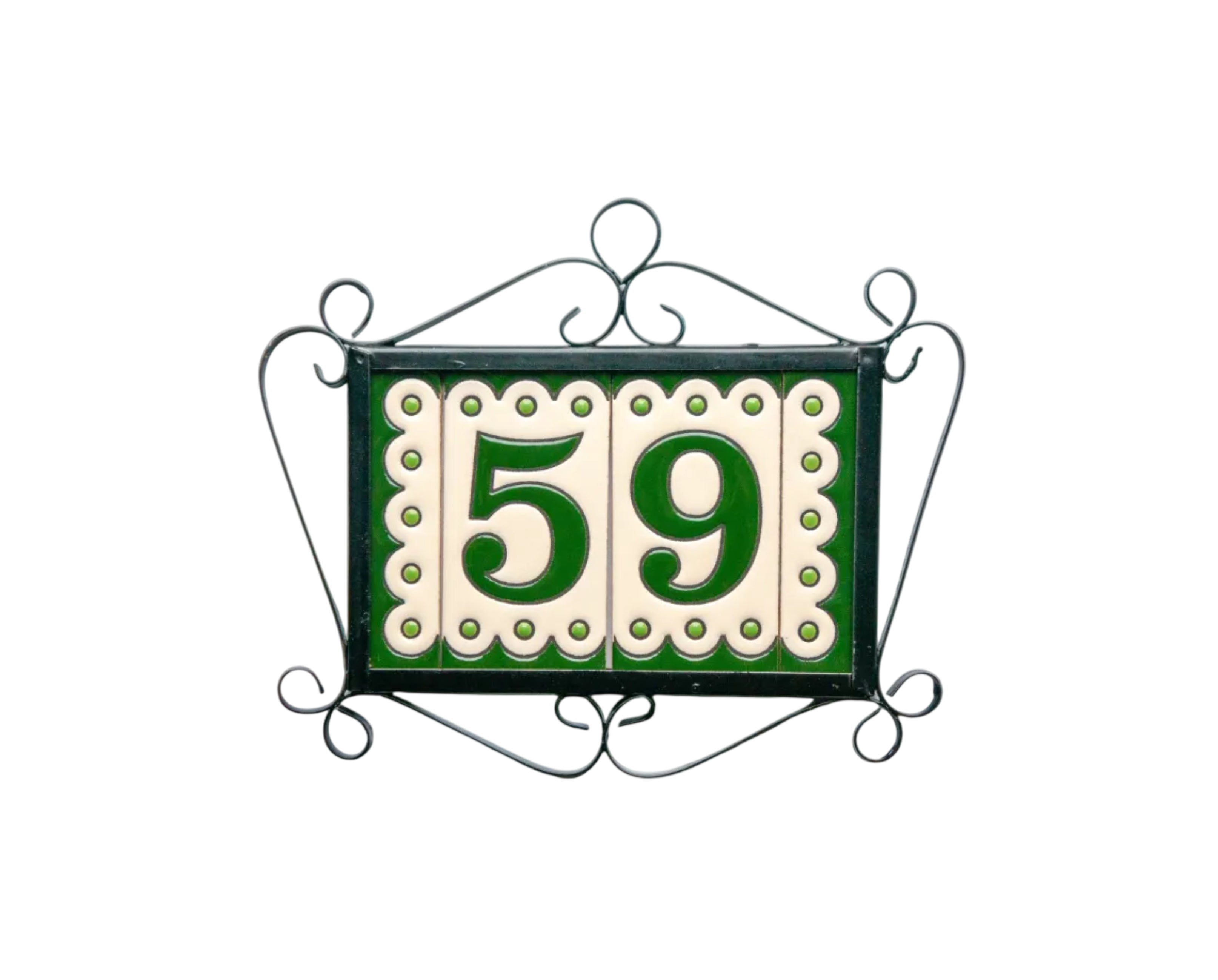 Desora Green | Ceramic Door Number Tile & Frame – 5.5cm x 11cm (2.17" x 4.33")