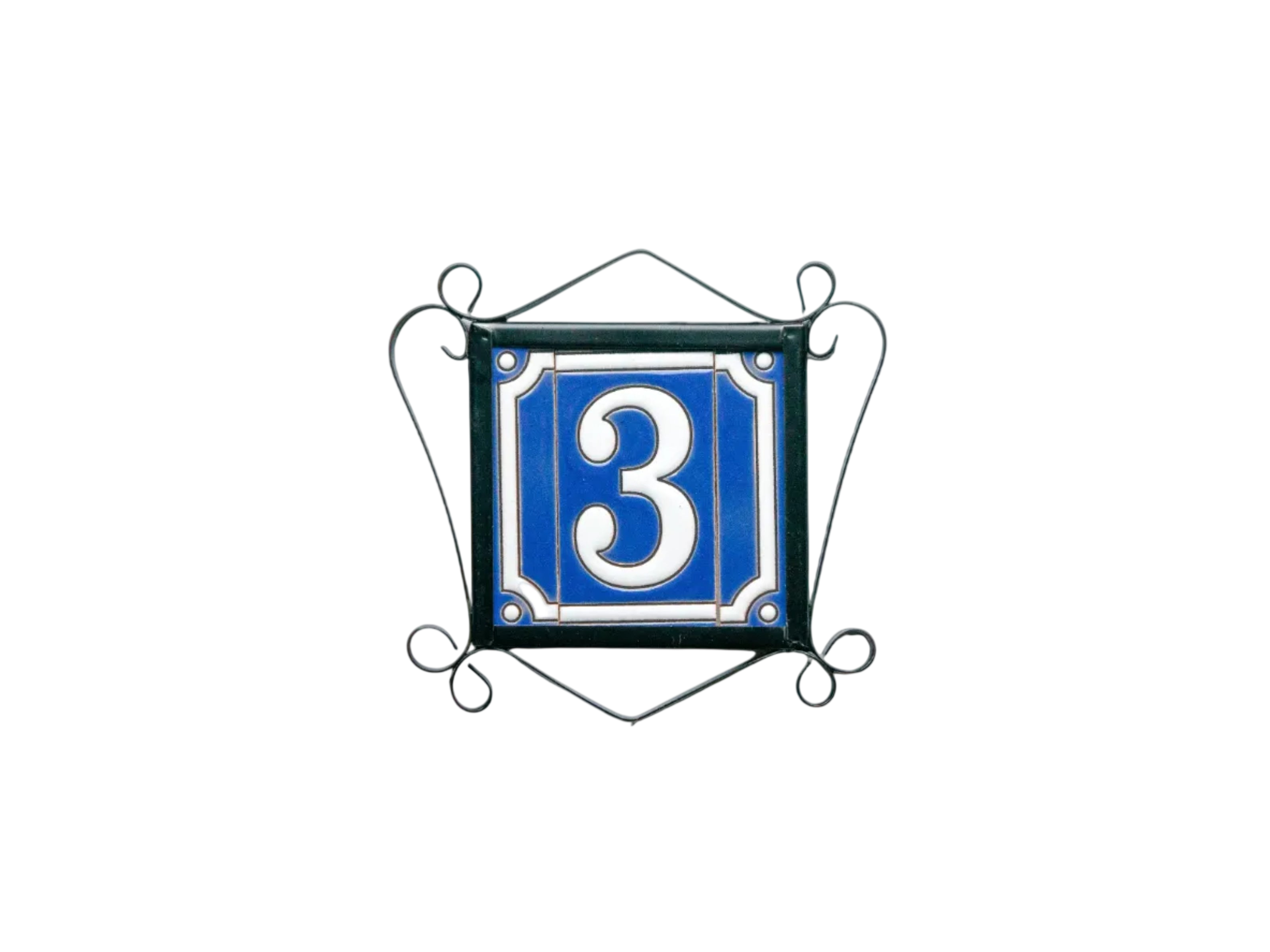 Classico Blue | Ceramic Door Number Tile & Frame – 5.5cm x 11cm (2.17" x 4.33")