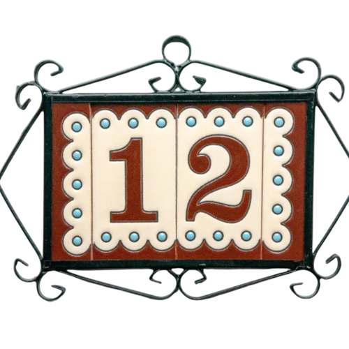 Desora Brown Ceramic House Number Tile Plaque & Frame – 5.5cm x 11cm (2.17" x 4.33")