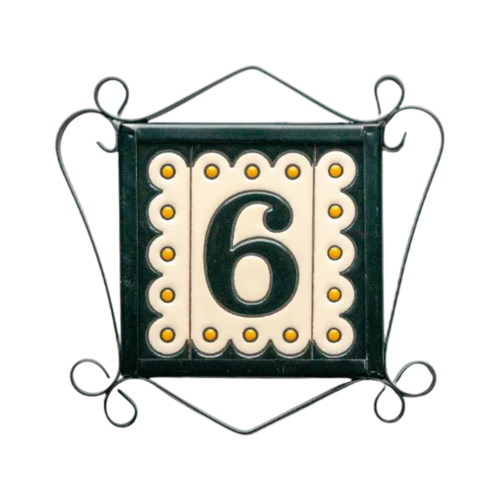 Desora Black Ceramic House Number Tile Plaque & Frame – 5.5cm x 11cm (2.17" x 4.33")