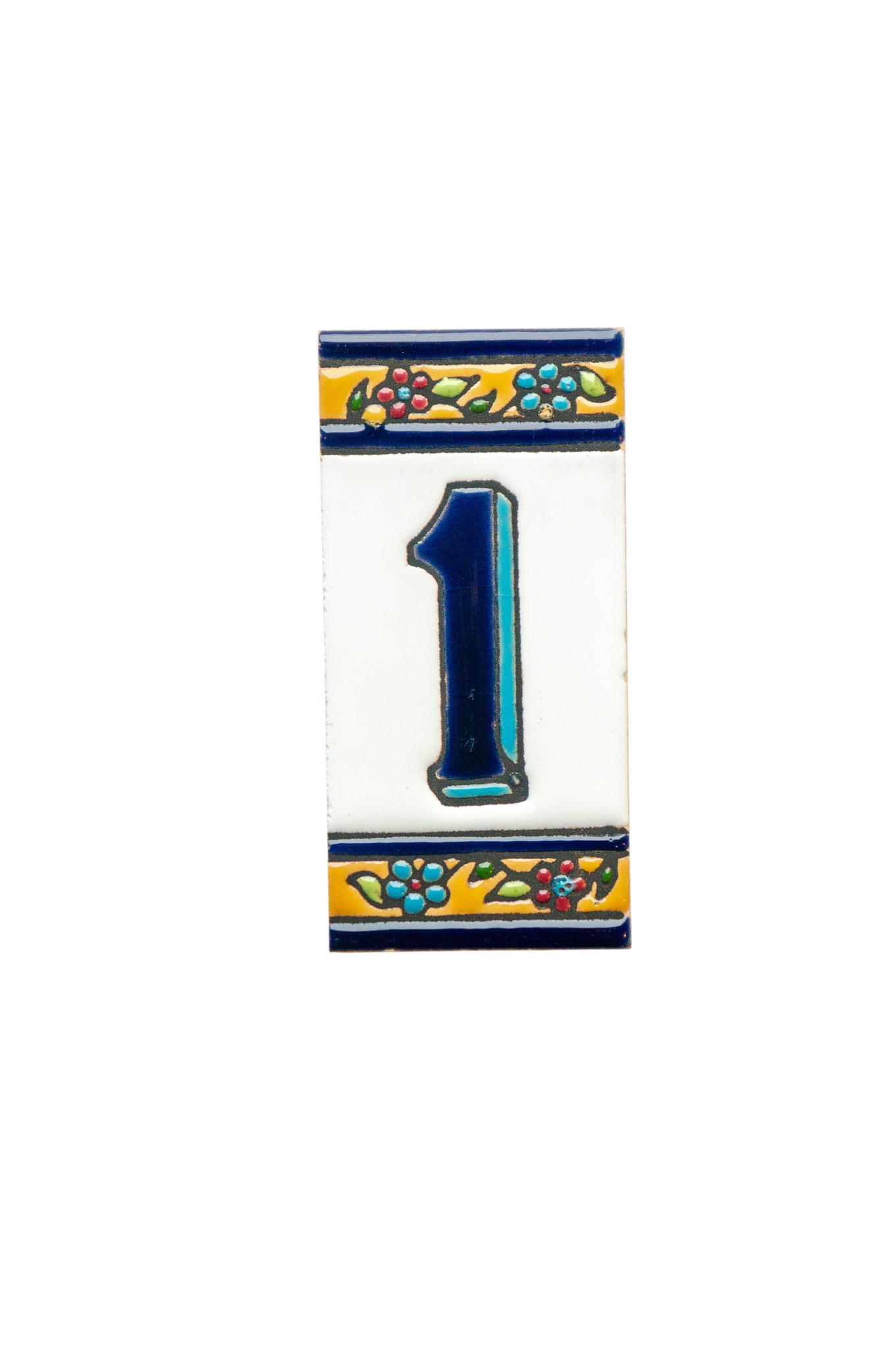España Flora | Ceramic Door Number Tile & Frame – 5.5cm x 11cm (2.17" x 4.33")