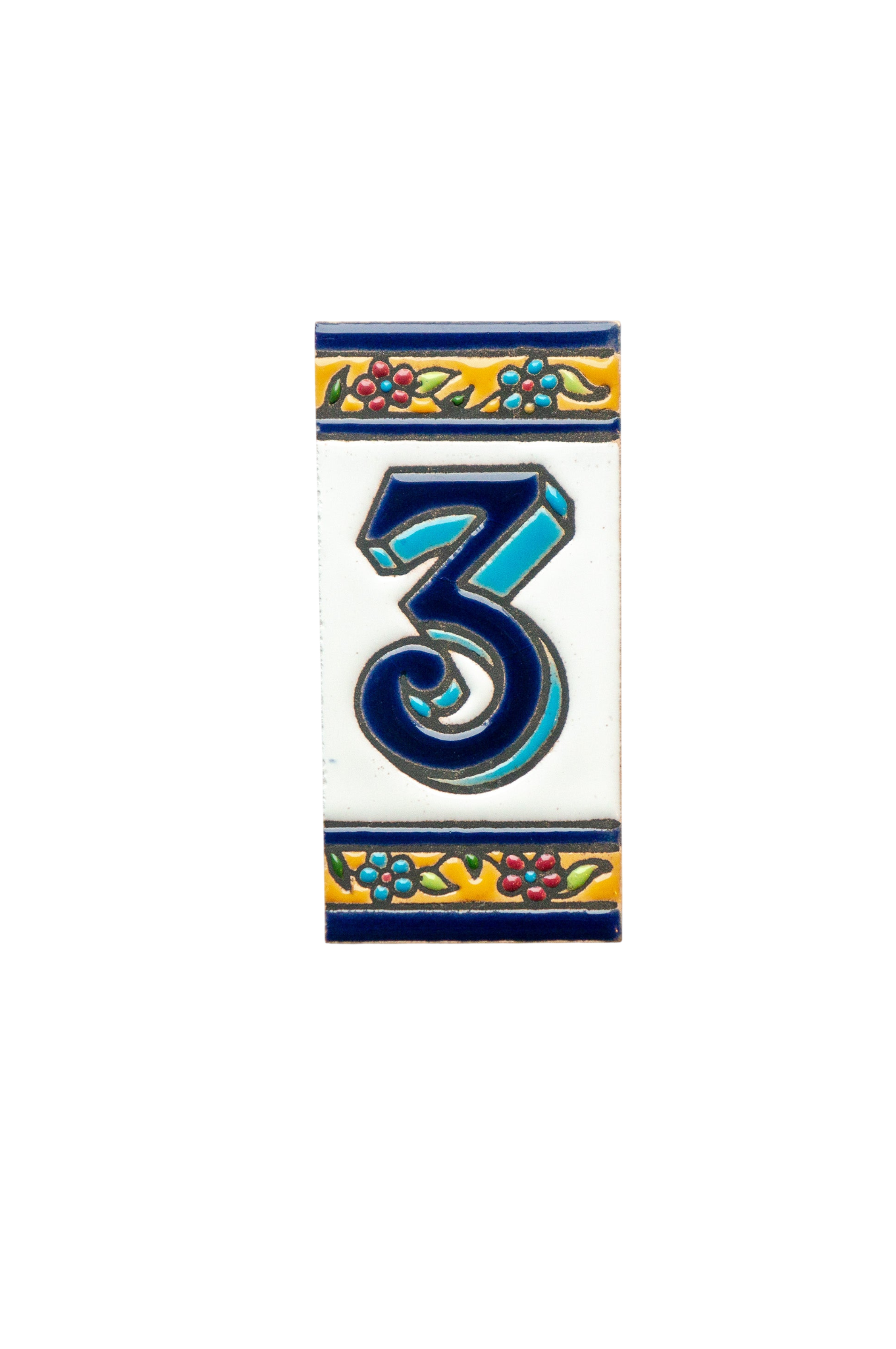 España Flora | Ceramic Door Number Tile & Frame – 5.5cm x 11cm (2.17" x 4.33")
