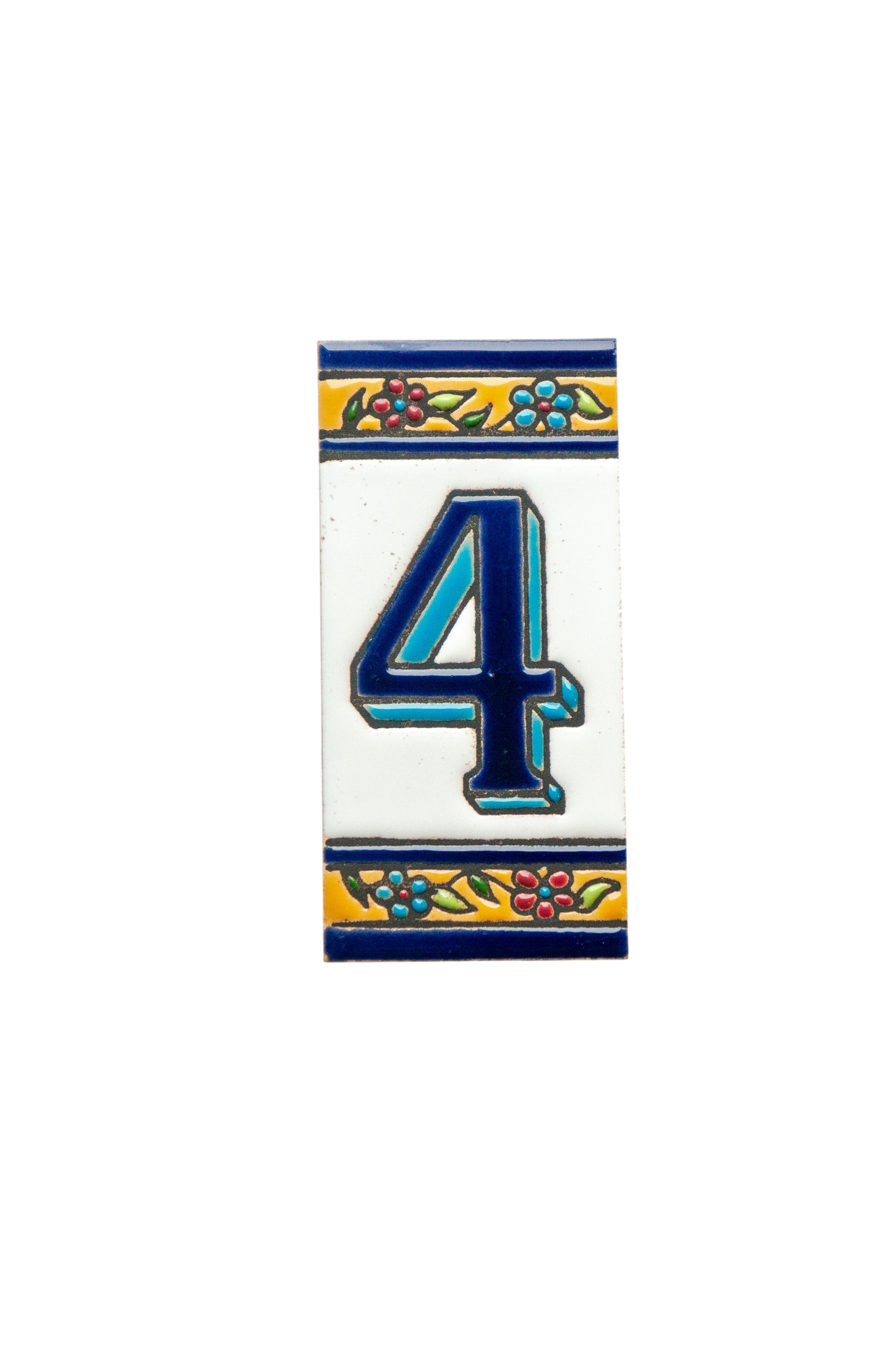 España Flora | Ceramic Door Number Tile & Frame – 5.5cm x 11cm (2.17" x 4.33")