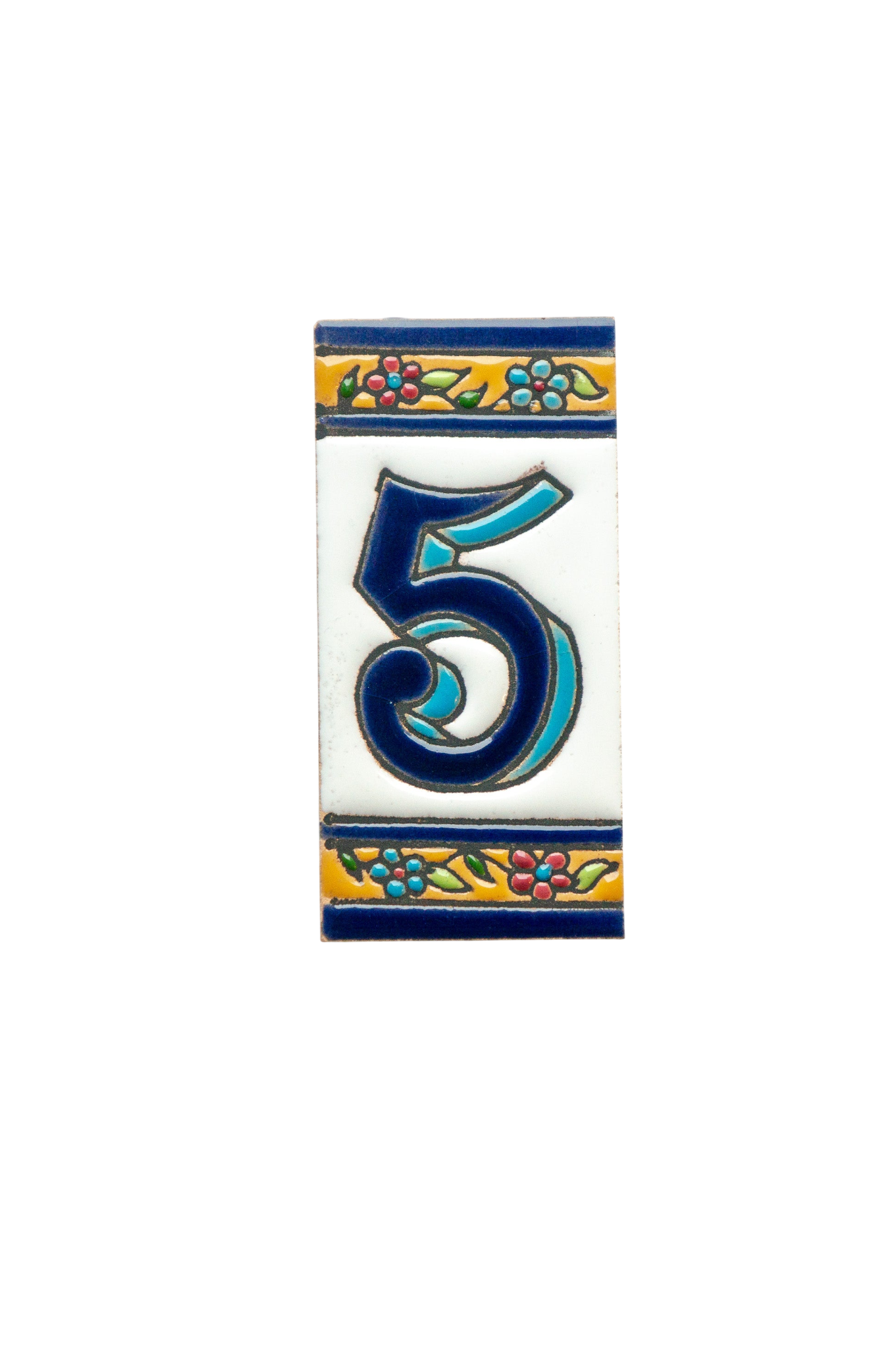 España Flora | Ceramic Door Number Tile & Frame – 5.5cm x 11cm (2.17" x 4.33")