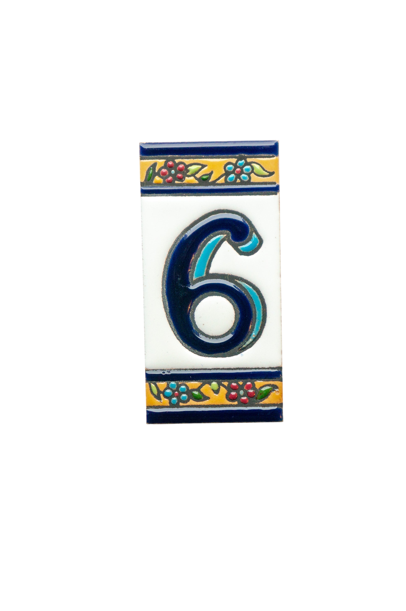 España Flora | Ceramic Door Number Tile & Frame – 5.5cm x 11cm (2.17" x 4.33")