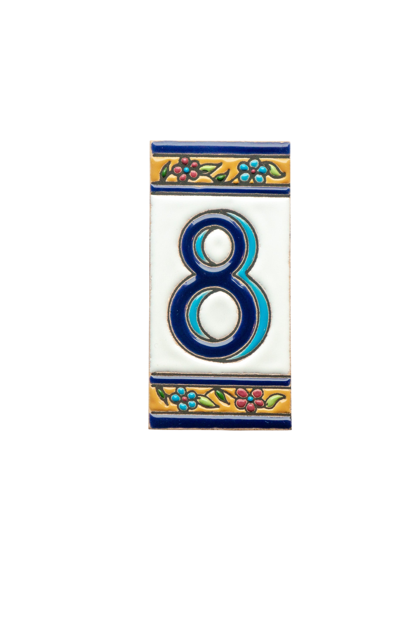 España Flora | Ceramic Door Number Tile & Frame – 5.5cm x 11cm (2.17" x 4.33")