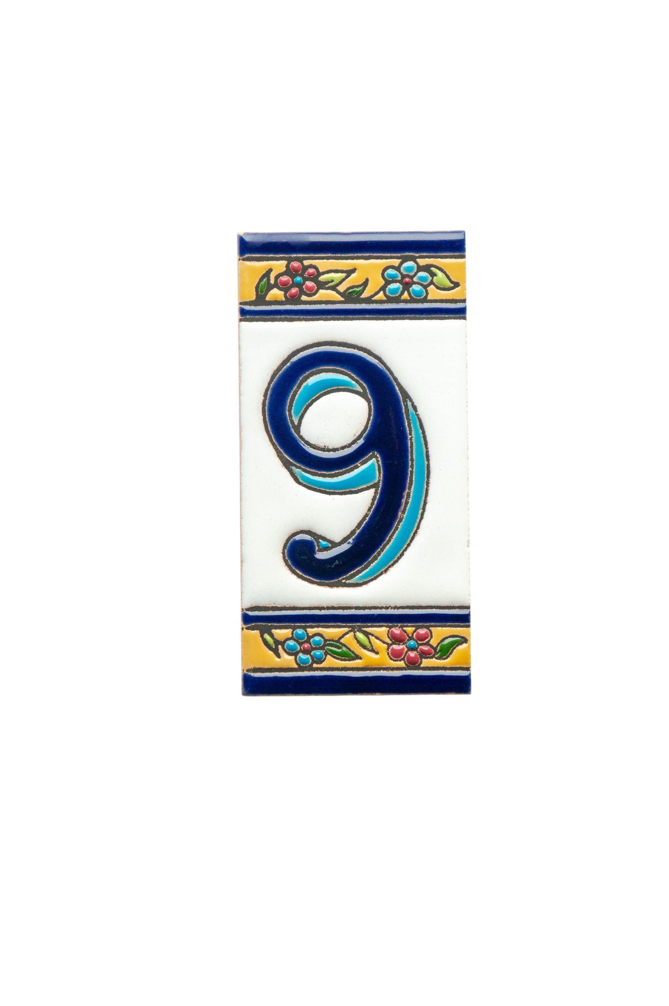 España Flora | Ceramic Door Number Tile & Frame – 5.5cm x 11cm (2.17" x 4.33")