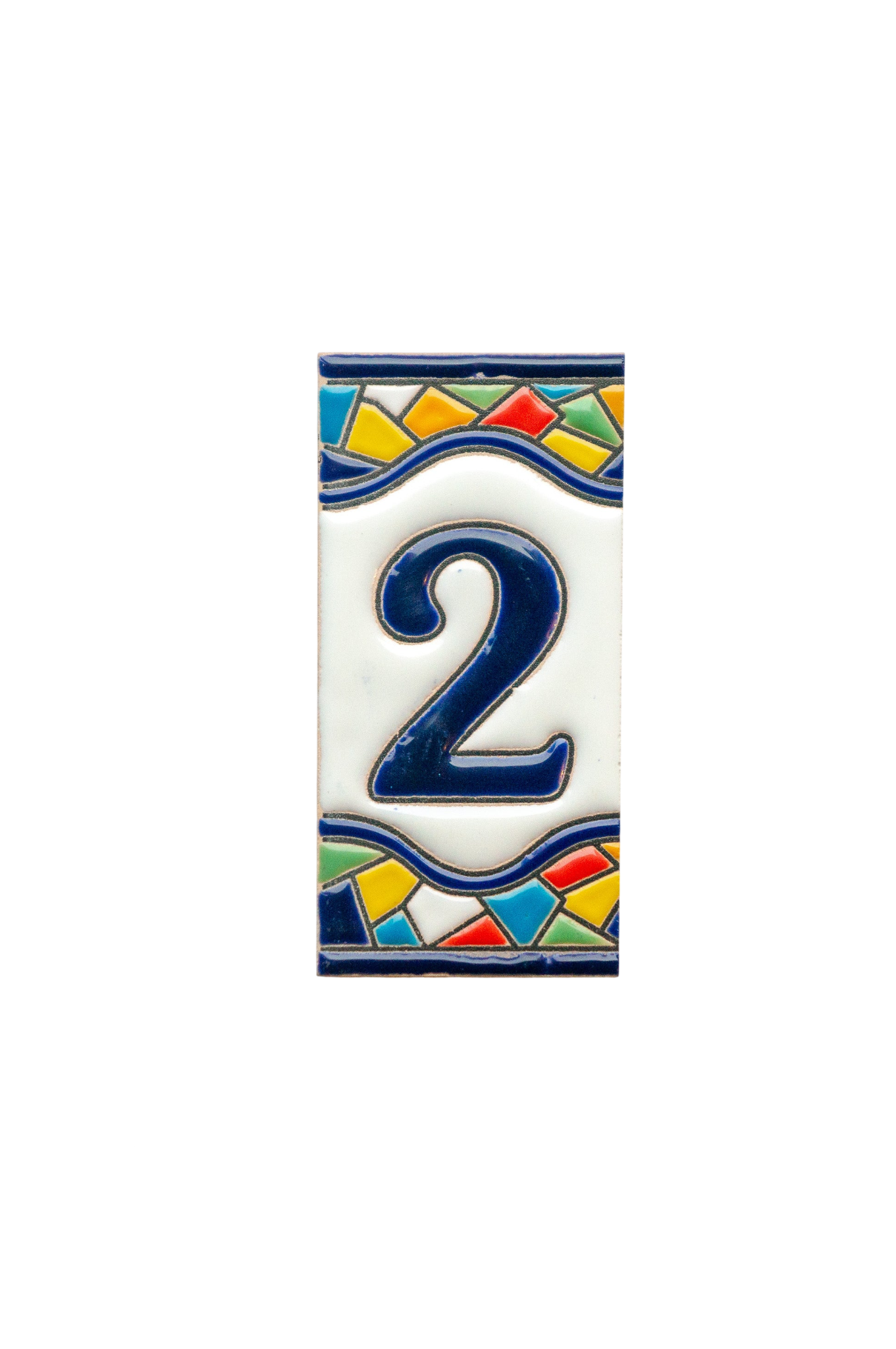 Numéro de porte en céramique avec cadre « Sunburst » – 5,5 cm x 11 cm (2,17 po x 4,33 po)