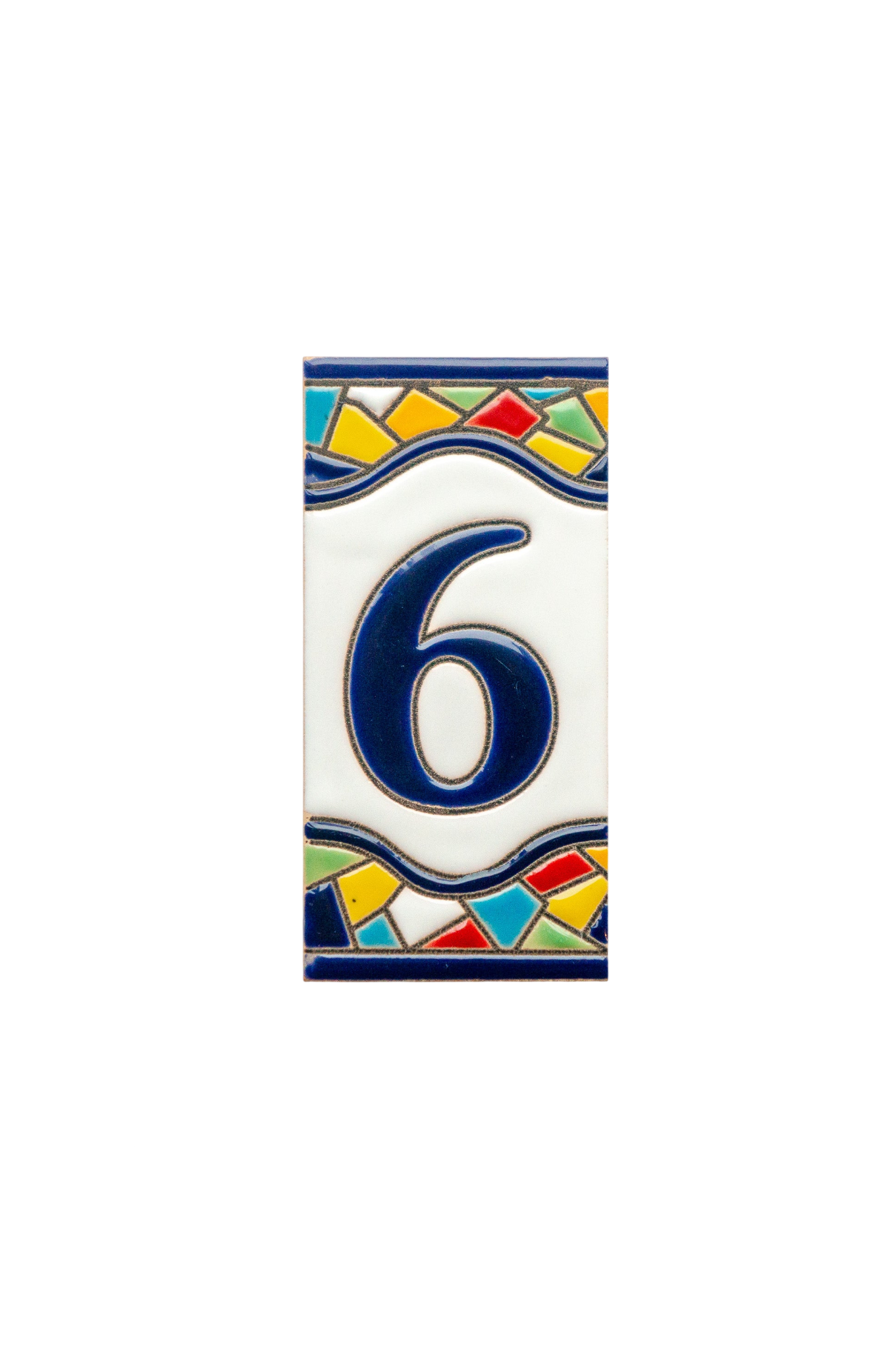 Numéro de porte en céramique avec cadre « Sunburst » – 5,5 cm x 11 cm (2,17 po x 4,33 po)